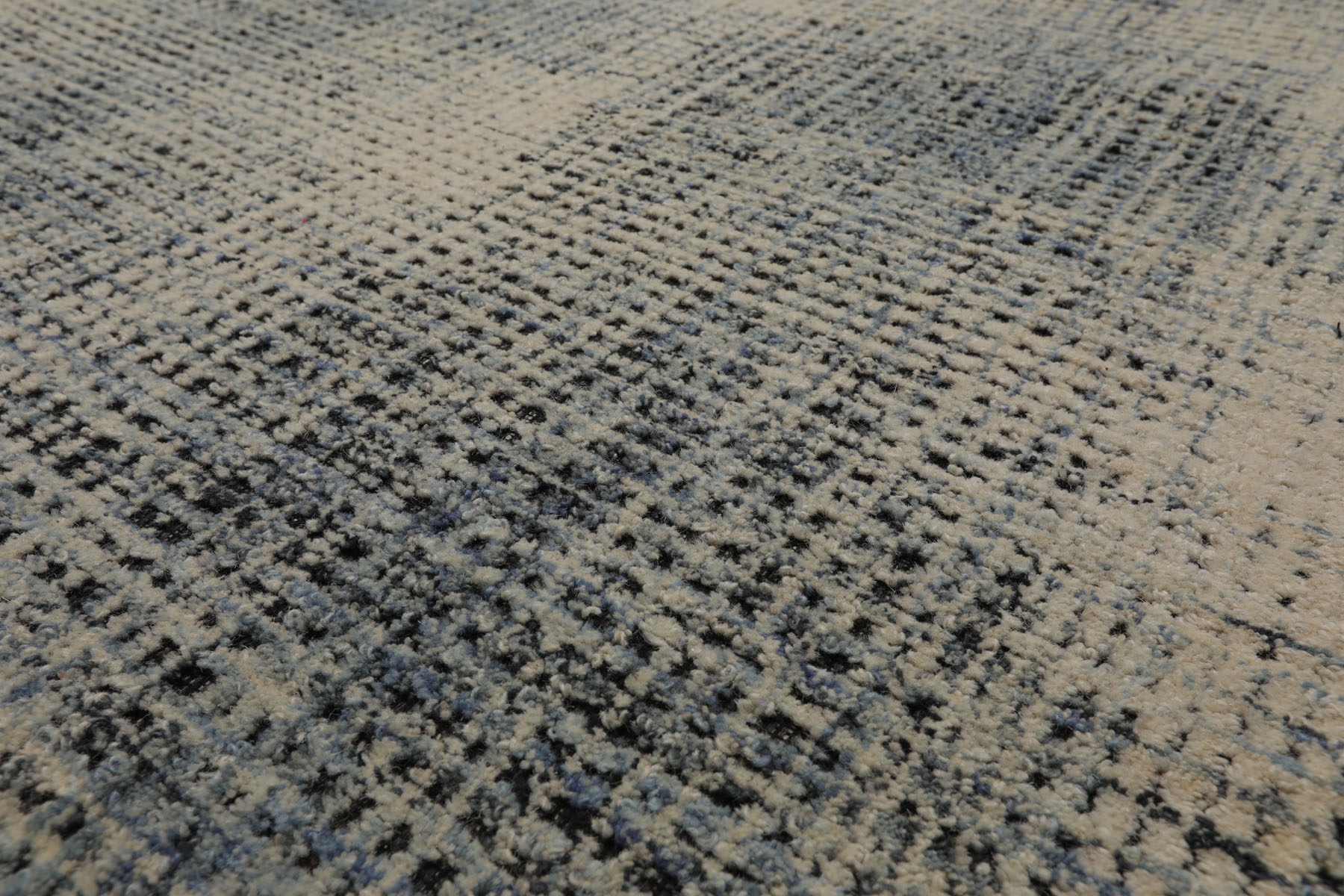 Alfombra contemporánea LoomBloom multi tamaño a cuadros 100 % lana enganchada a mano marfil aguamarina - Imagen 23 de 30