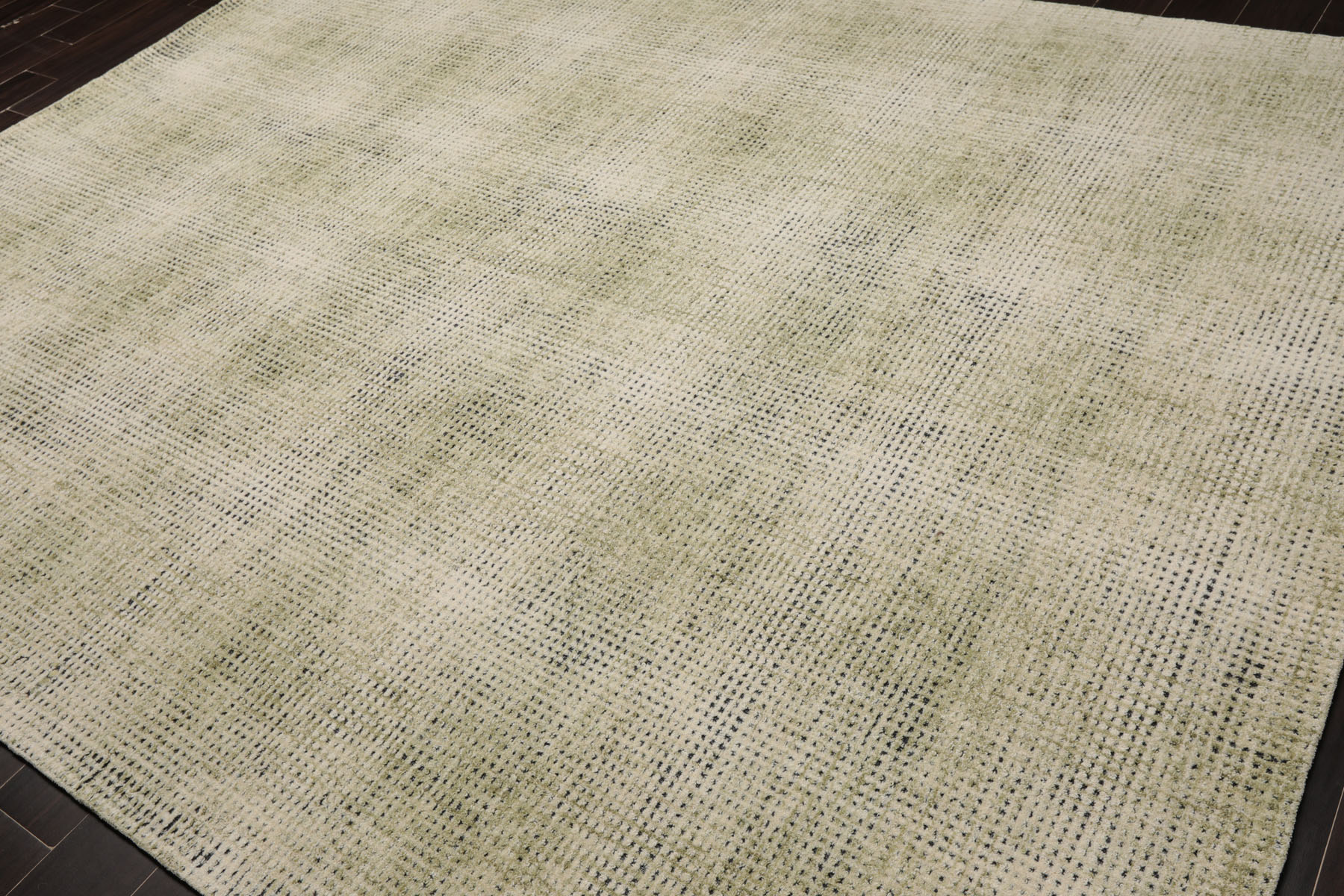 Tappeto contemporaneo LoomBloom multitaglia a quadri 100% lana gancio a mano salvia avorio - Foto 19 di 30