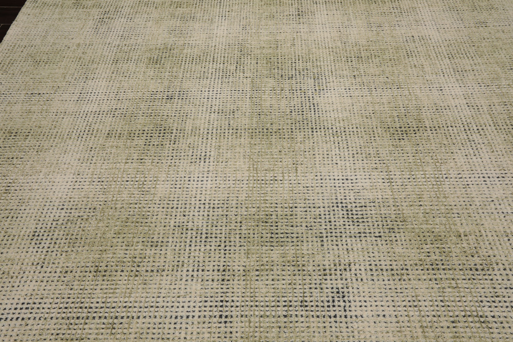 Tappeto contemporaneo LoomBloom multitaglia a quadri 100% lana gancio a mano salvia avorio - Foto 18 di 30