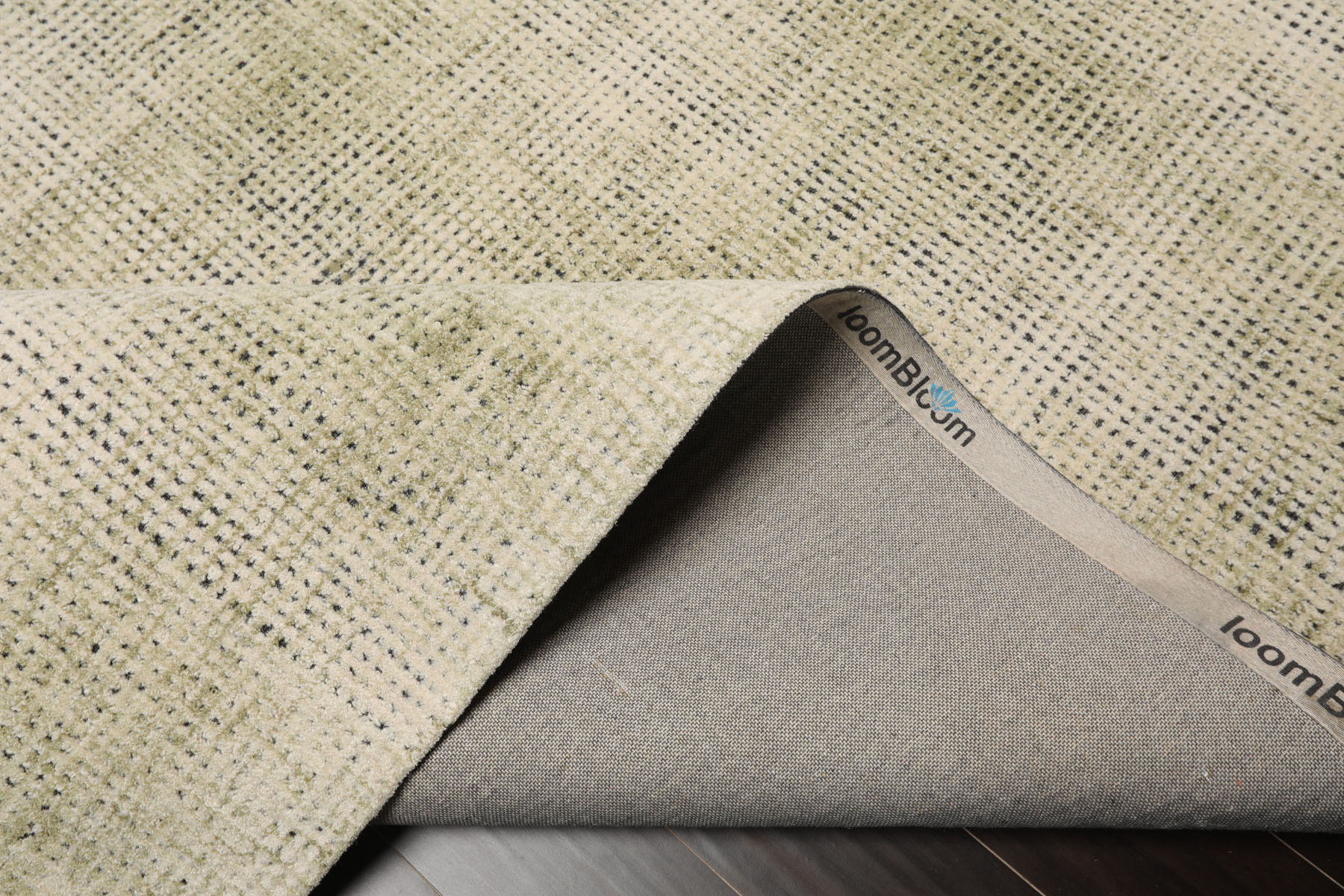 Tappeto contemporaneo LoomBloom multitaglia a quadri 100% lana gancio a mano salvia avorio - Foto 16 di 30