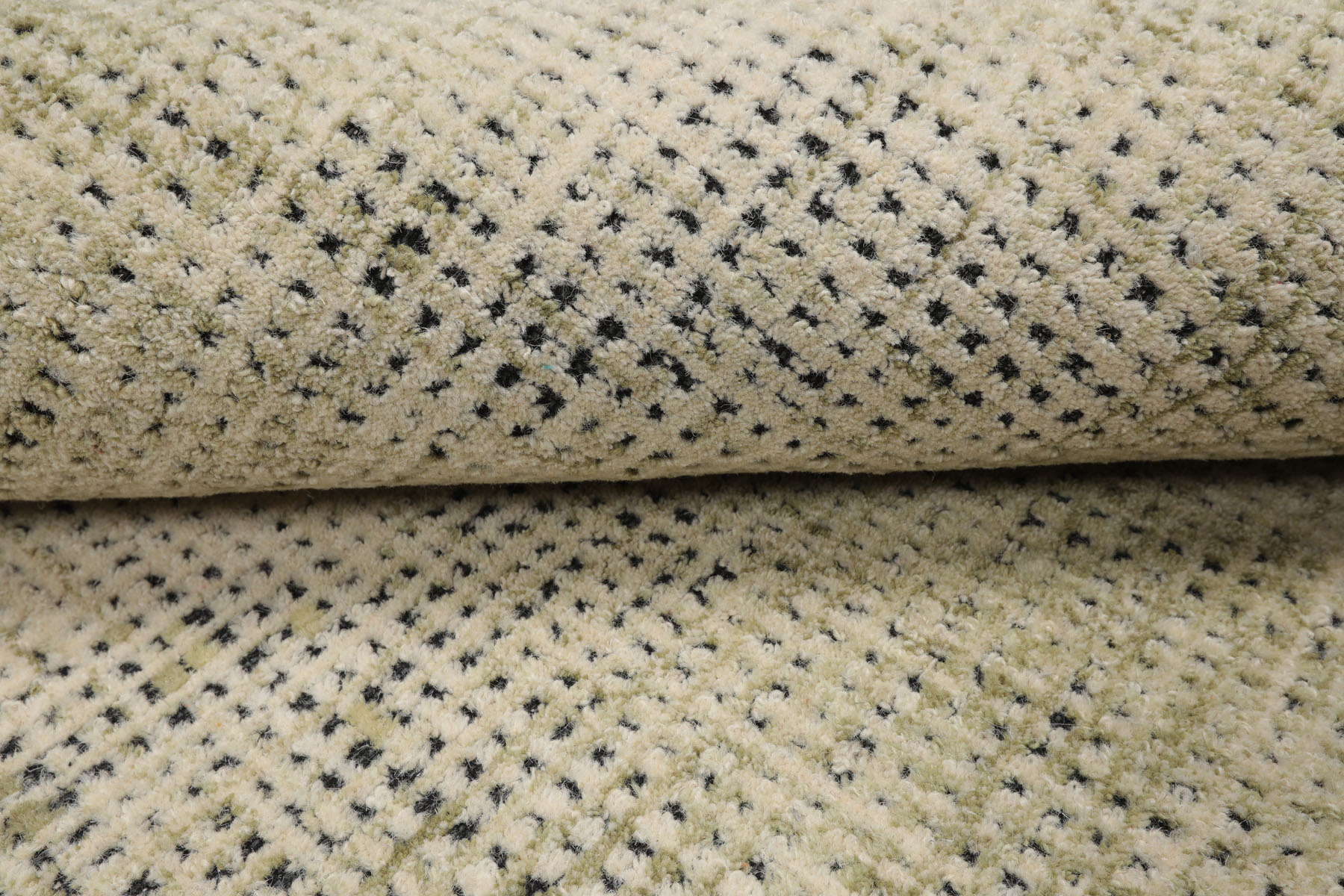 Tappeto contemporaneo LoomBloom multitaglia a quadri 100% lana gancio a mano salvia avorio - Foto 25 di 30
