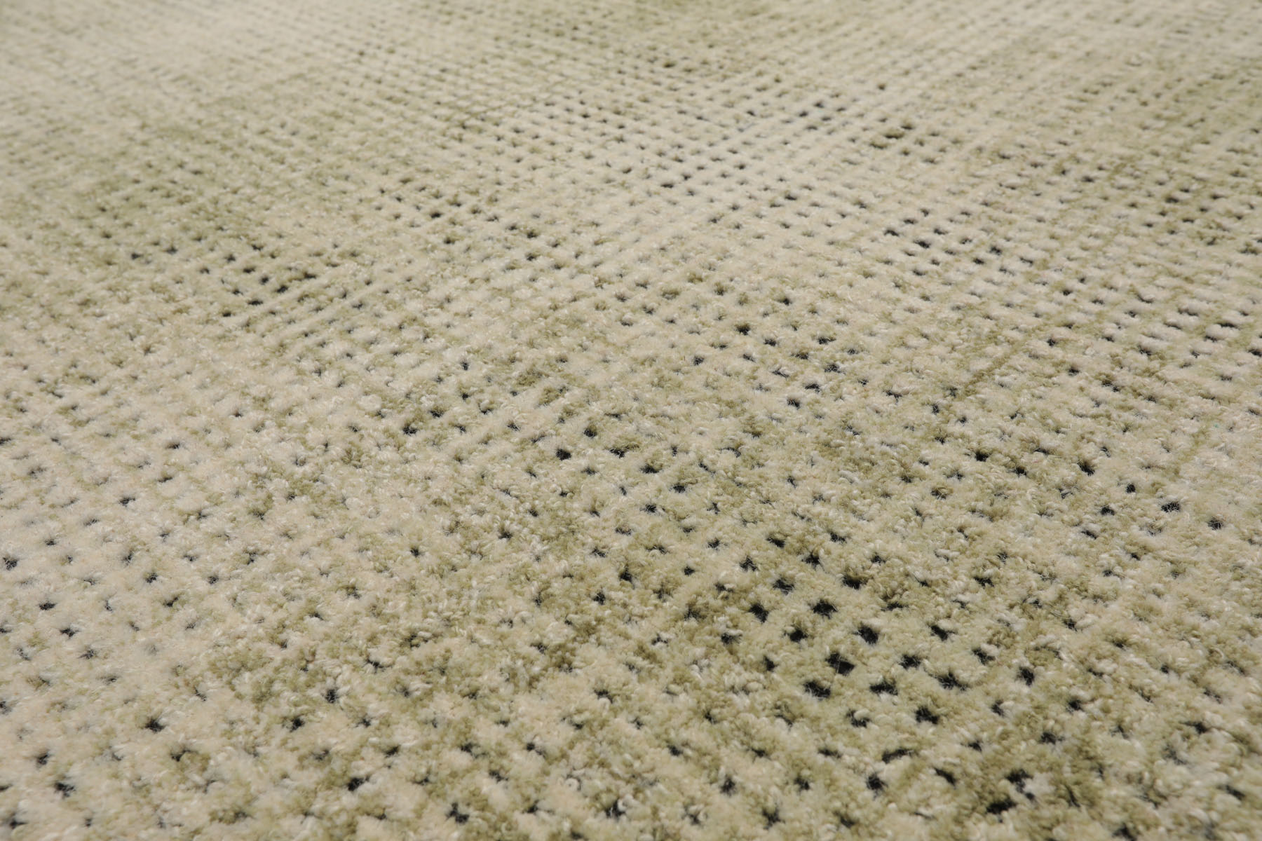 Tappeto contemporaneo LoomBloom multitaglia a quadri 100% lana gancio a mano salvia avorio - Foto 24 di 30