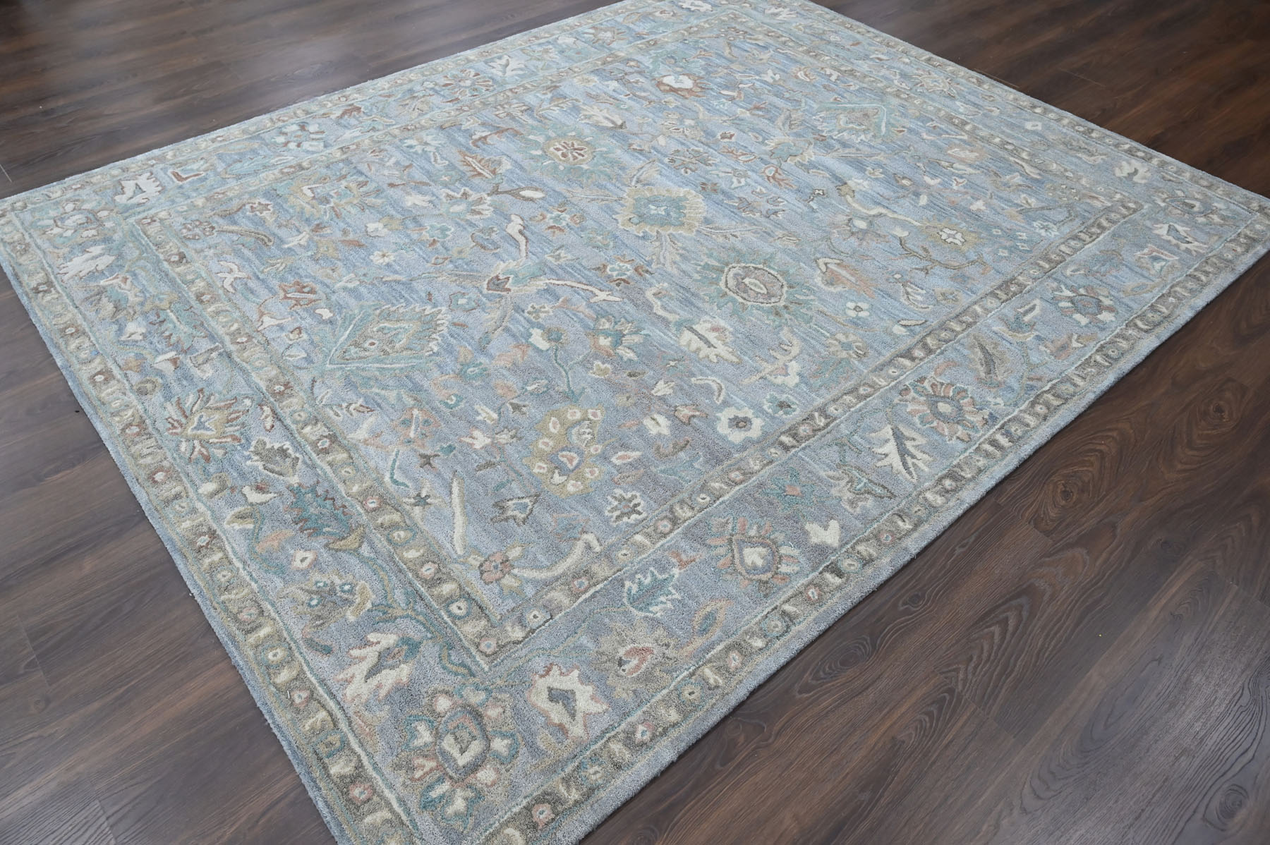 Multi Size Sky Blue Hand Tufted Handmade Modern Floral Wool Oriental Area Rug - Picture 18 of 30