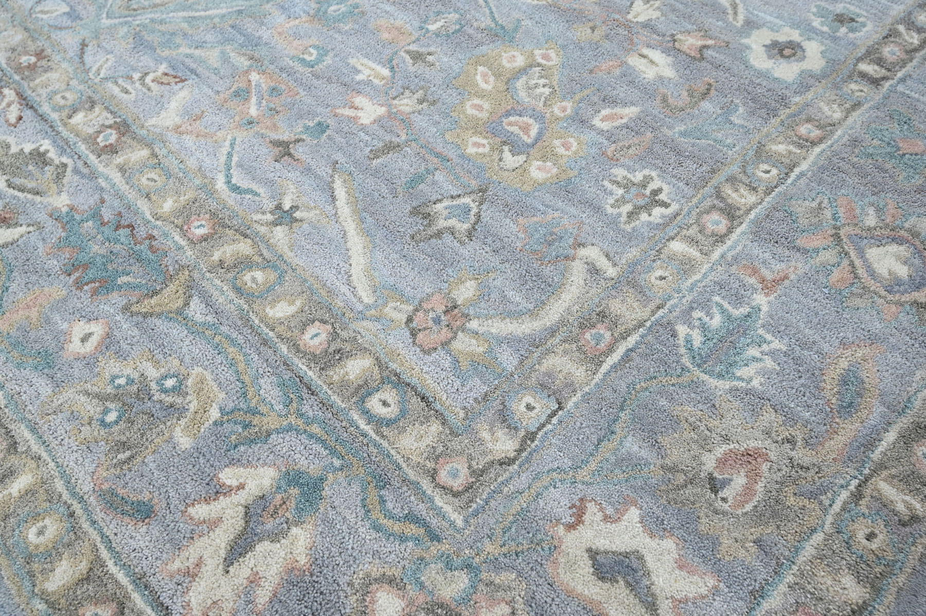 Multi Size Sky Blue Hand Tufted Handmade Modern Floral Wool Oriental Area Rug - Picture 16 of 30