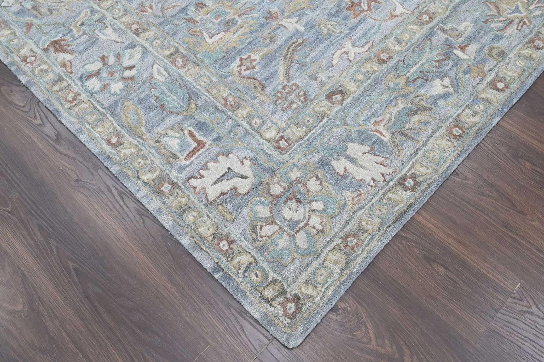 Multi Size Sky Blue Hand Tufted Handmade Modern Floral Wool Oriental Area Rug - Picture 13 of 30