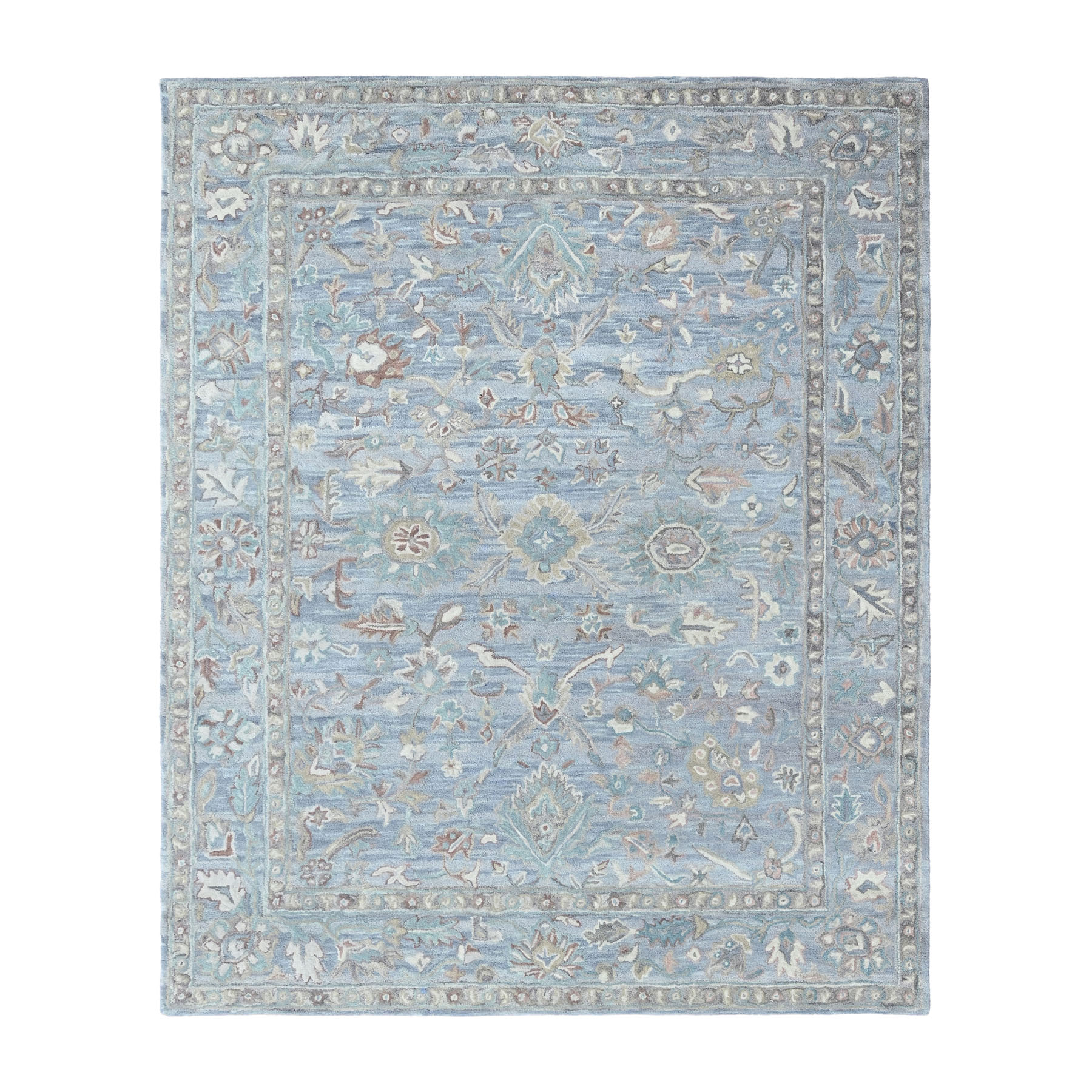 Multi Size Sky Blue Hand Tufted Handmade Modern Floral Wool Oriental Area Rug - Picture 22 of 30