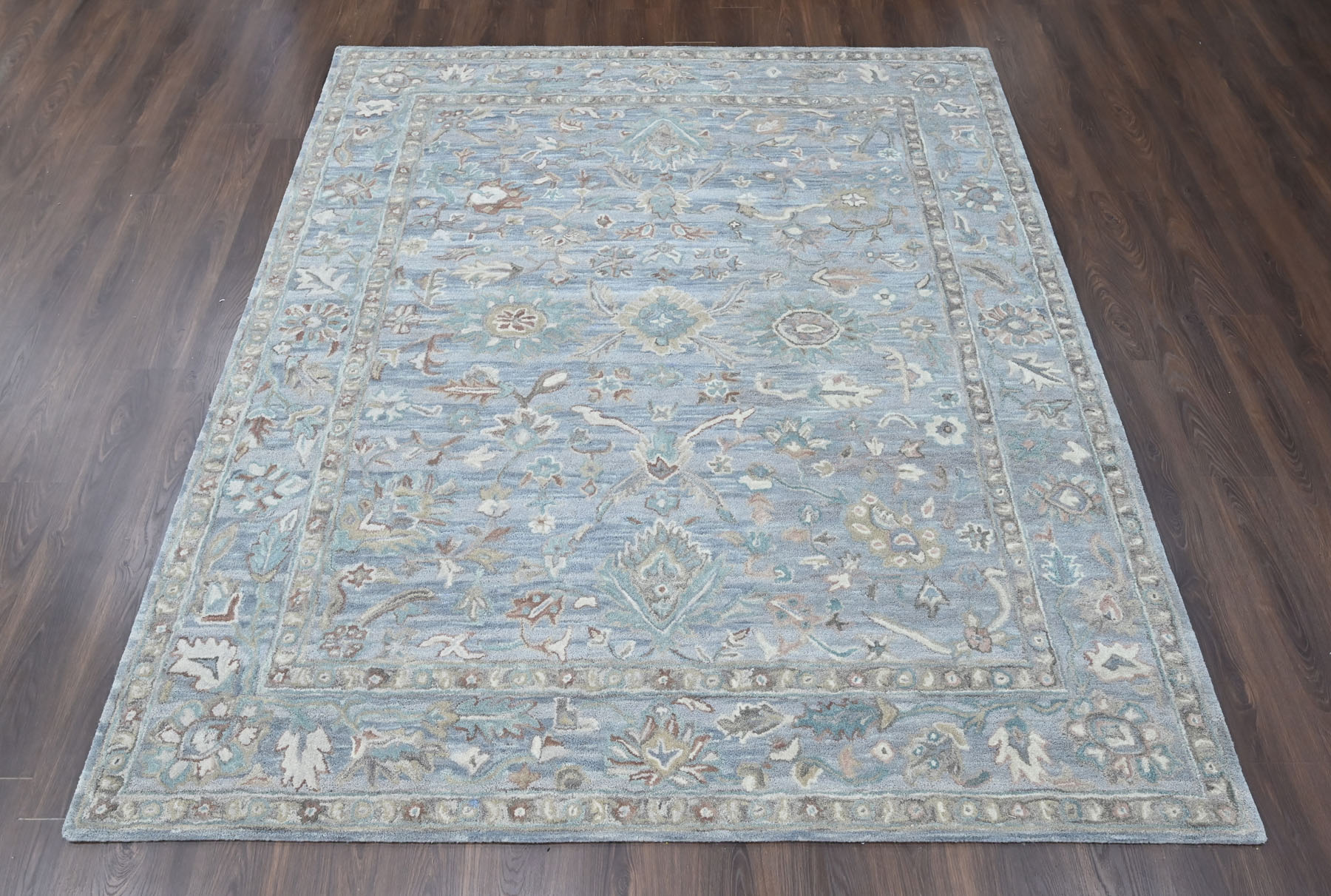 Multi Size Sky Blue Hand Tufted Handmade Modern Floral Wool Oriental Area Rug - Picture 29 of 30