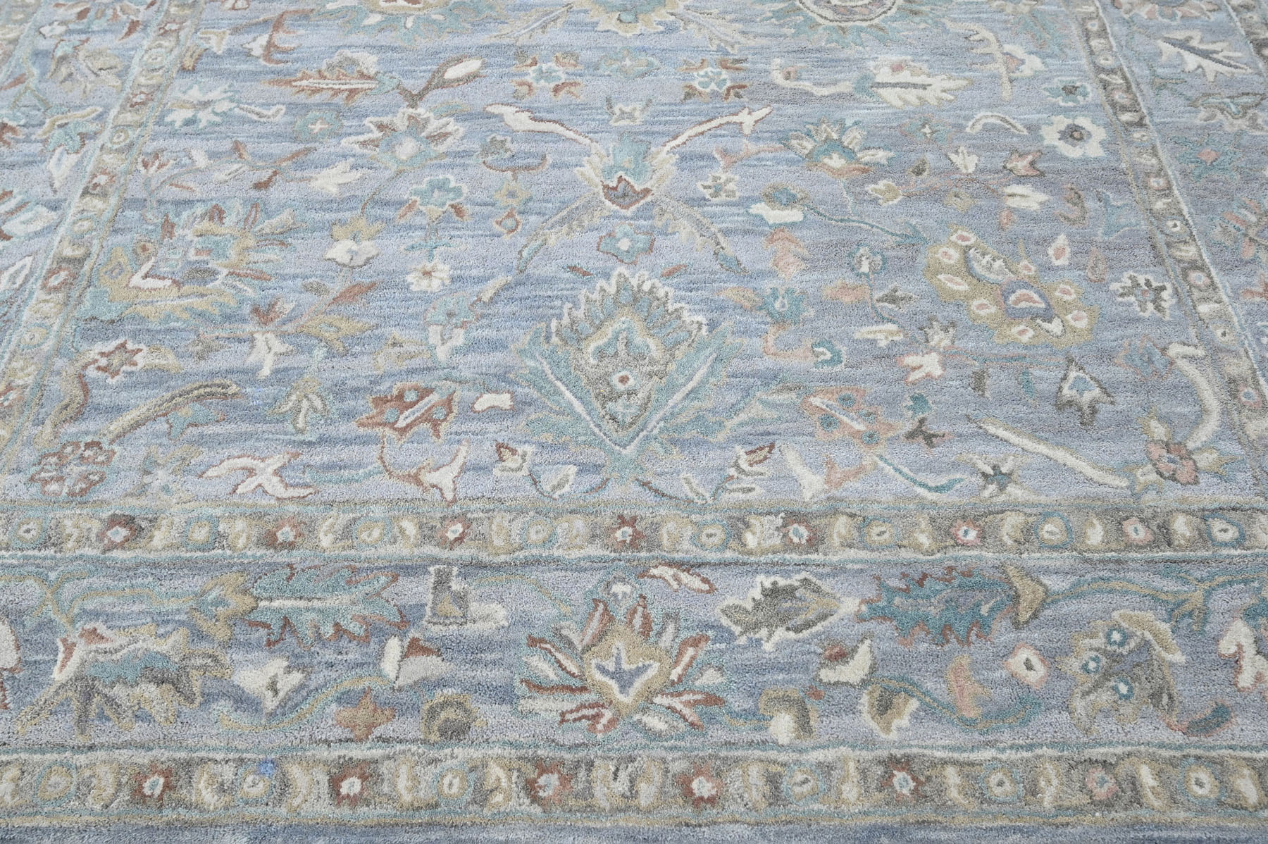 Multi Size Sky Blue Hand Tufted Handmade Modern Floral Wool Oriental Area Rug - Picture 25 of 30