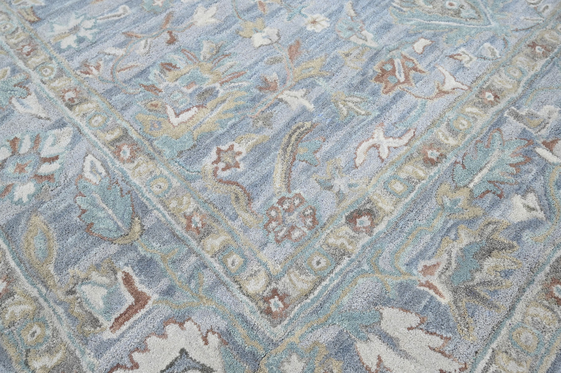 Multi Size Sky Blue Hand Tufted Handmade Modern Floral Wool Oriental Area Rug - Picture 24 of 30