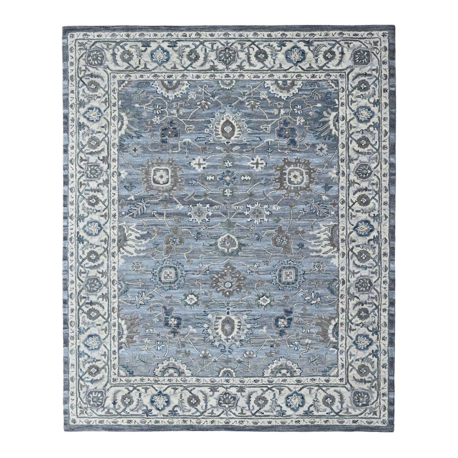 Multi Size Light Blue Hand Tufted Handmade Modern Floral Wool Oriental Area Rug - Picture 12 of 30