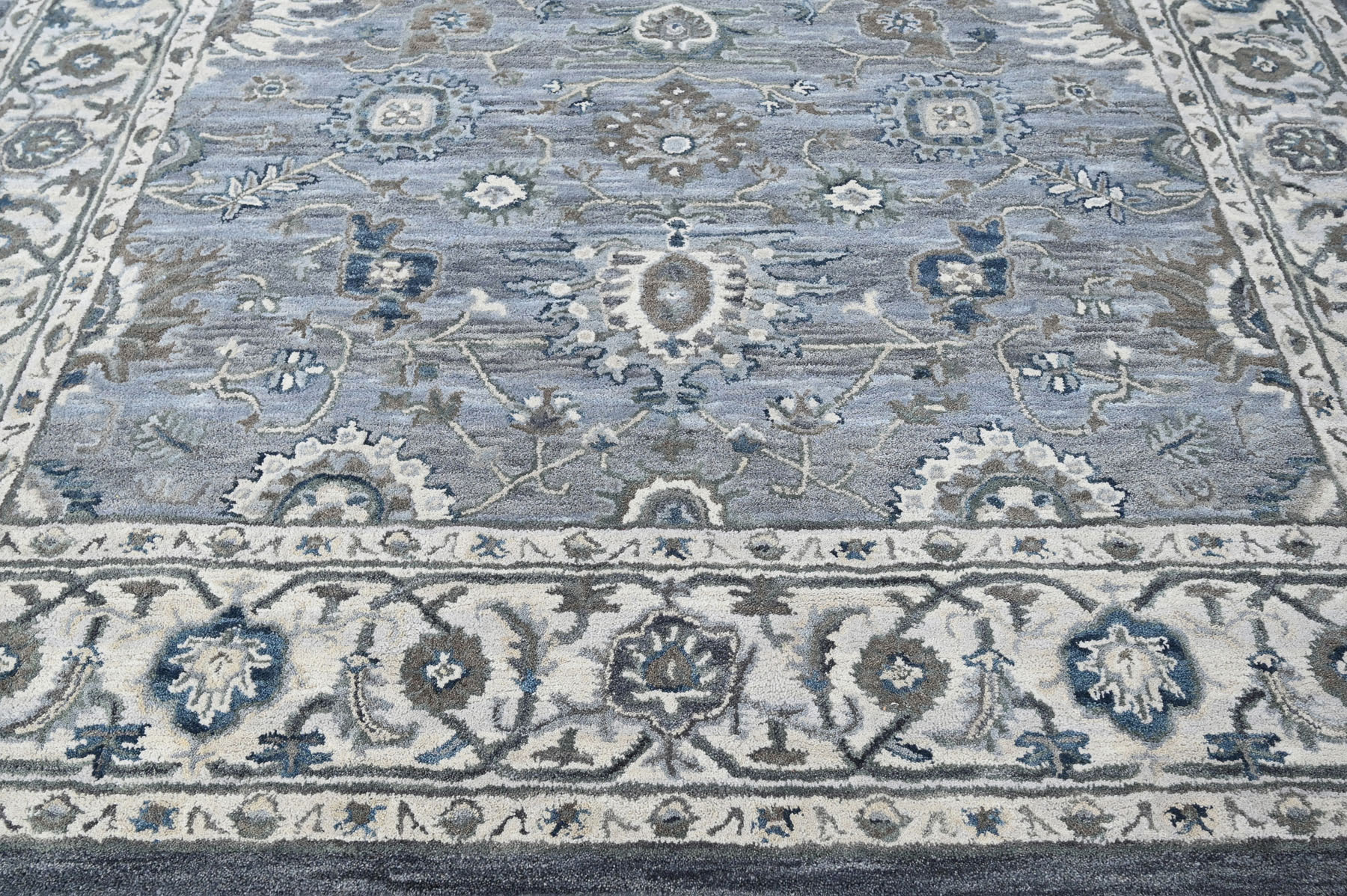 Multi Size Light Blue Hand Tufted Handmade Modern Floral Wool Oriental Area Rug - Picture 15 of 30