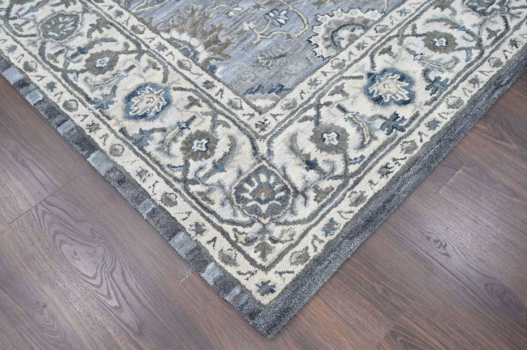 Multi Size Light Blue Hand Tufted Handmade Modern Floral Wool Oriental Area Rug - Picture 13 of 30