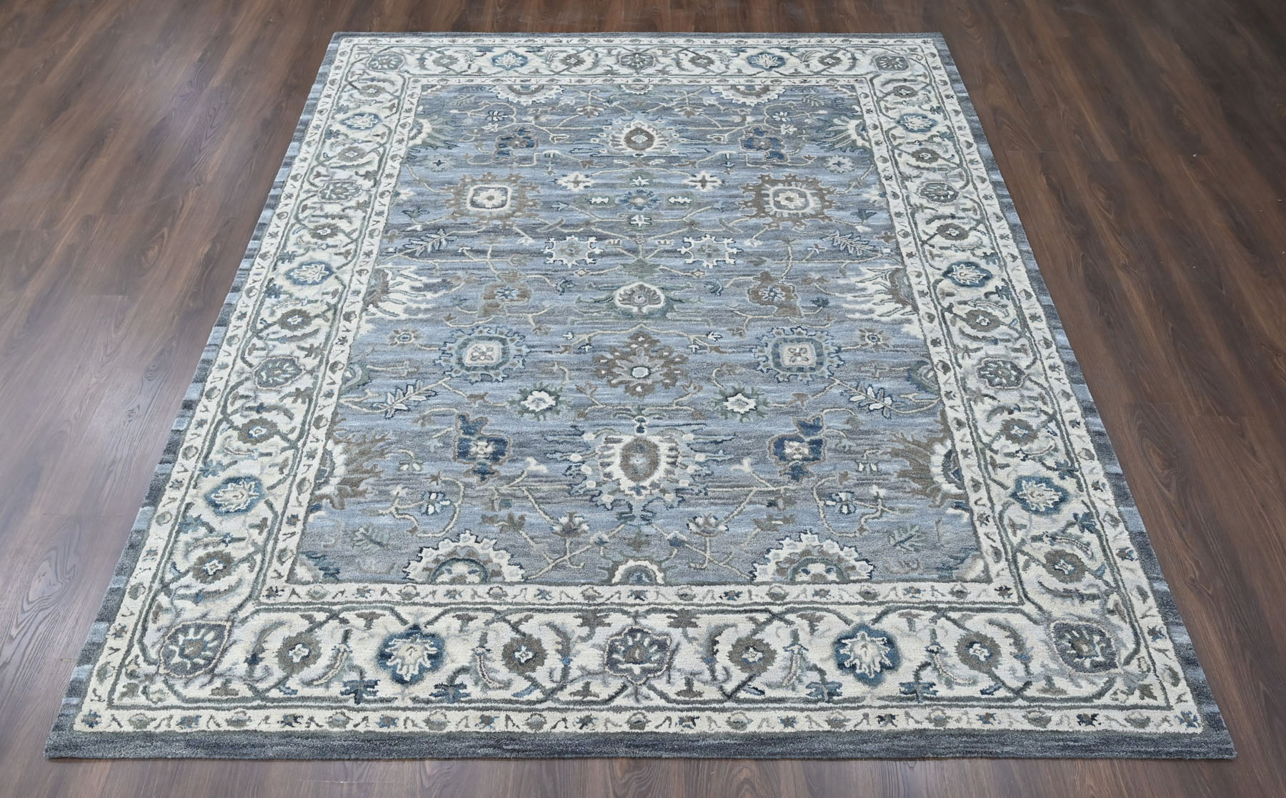 Multi Size Light Blue Hand Tufted Handmade Modern Floral Wool Oriental Area Rug - Picture 29 of 30