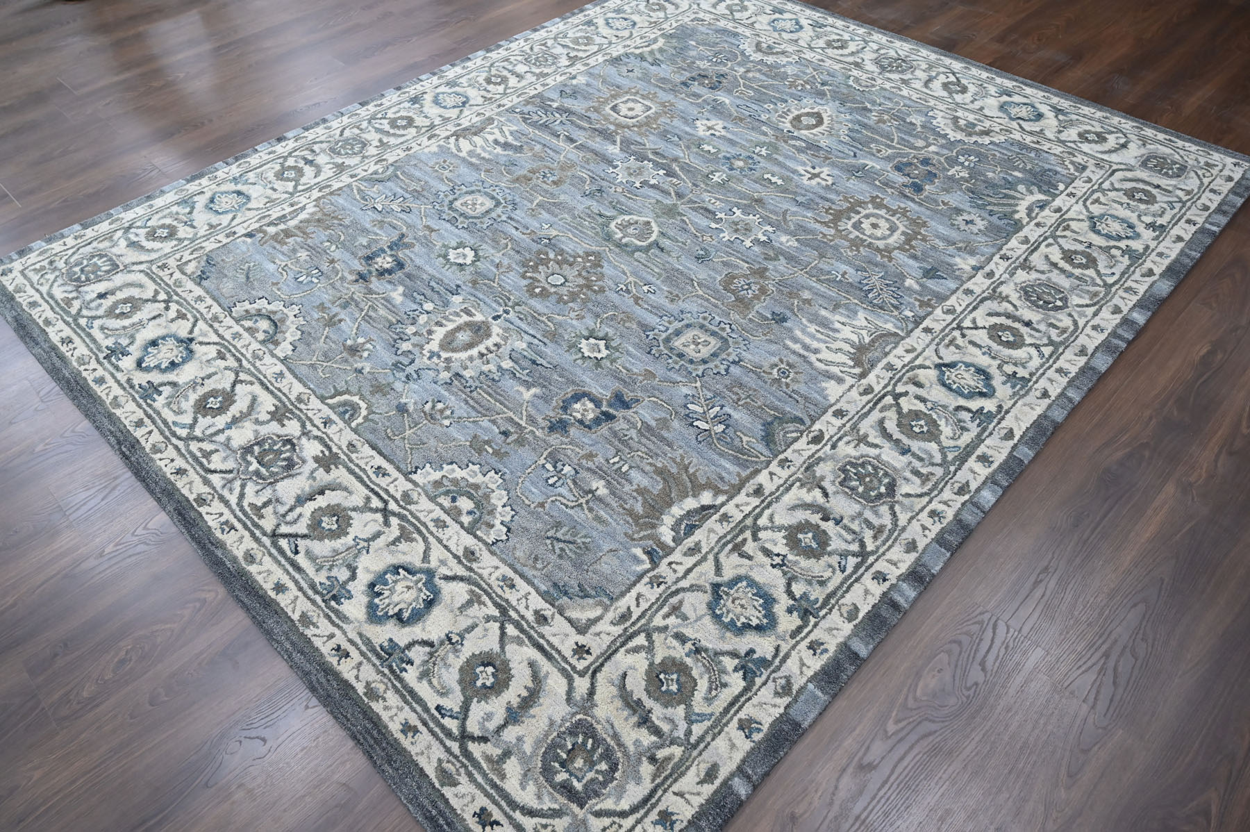 Multi Size Light Blue Hand Tufted Handmade Modern Floral Wool Oriental Area Rug - Picture 28 of 30