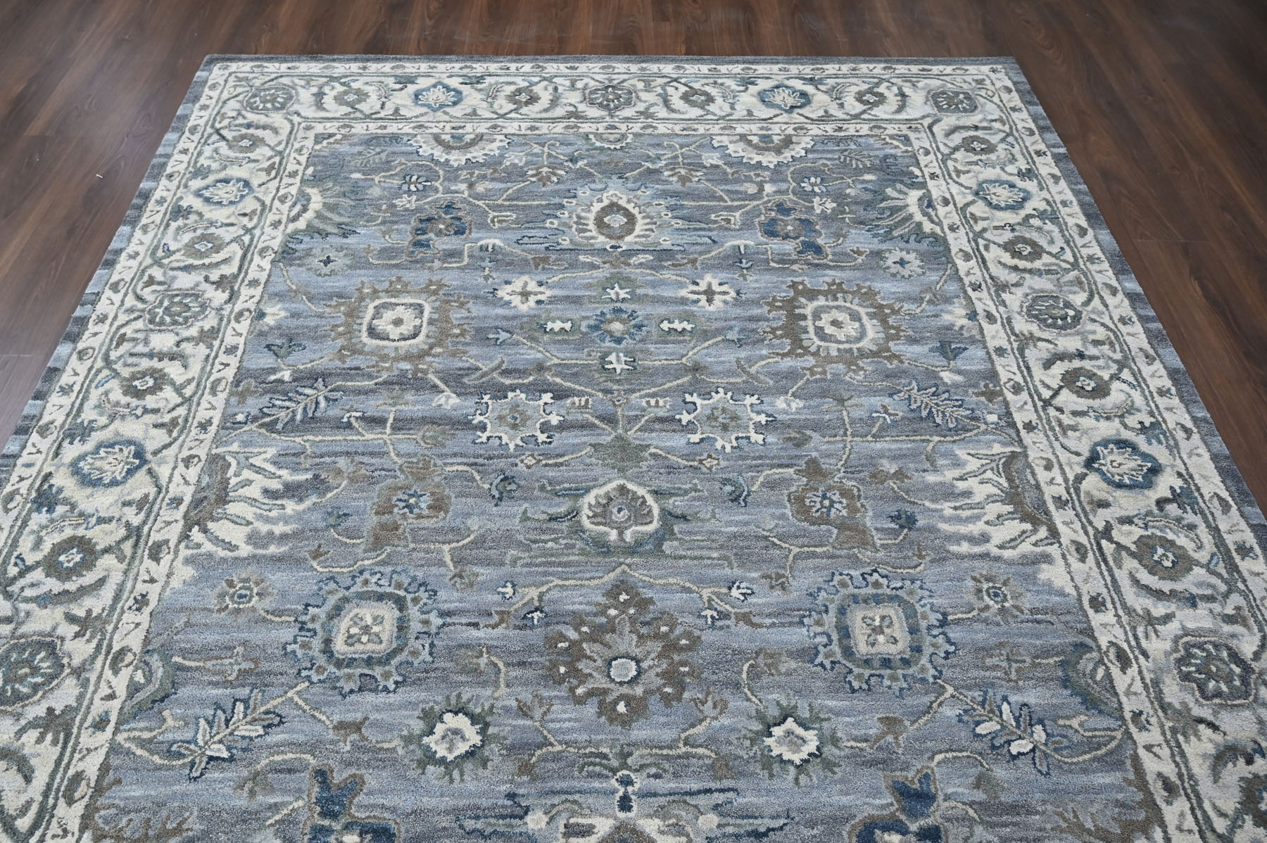 Multi Size Light Blue Hand Tufted Handmade Modern Floral Wool Oriental Area Rug - Picture 27 of 30