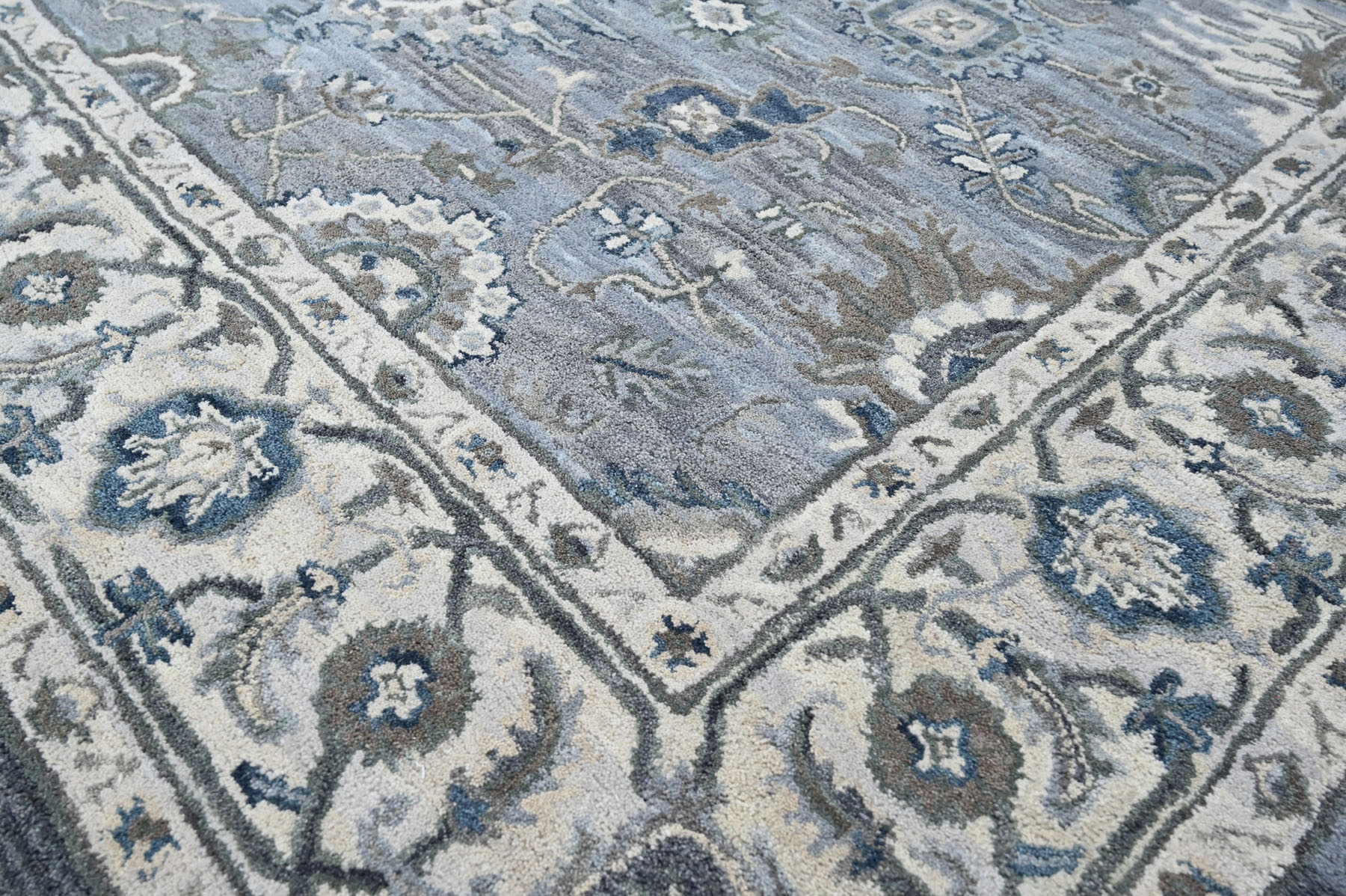 Multi Size Light Blue Hand Tufted Handmade Modern Floral Wool Oriental Area Rug - Picture 26 of 30