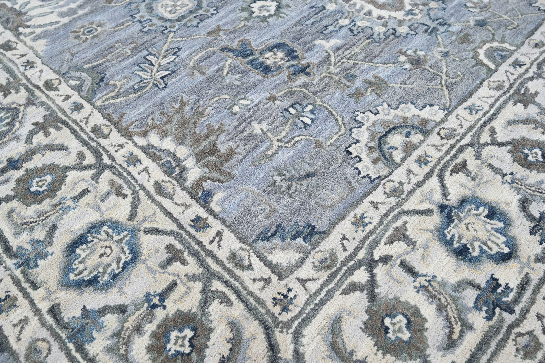 Multi Size Light Blue Hand Tufted Handmade Modern Floral Wool Oriental Area Rug - Picture 24 of 30