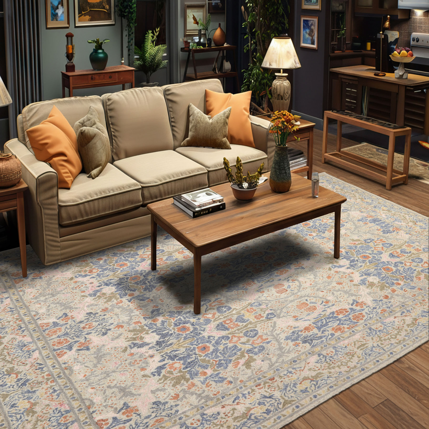 LoomBloom William Morris Floral Multi Size Hand Hooked High-twist Wool Rug