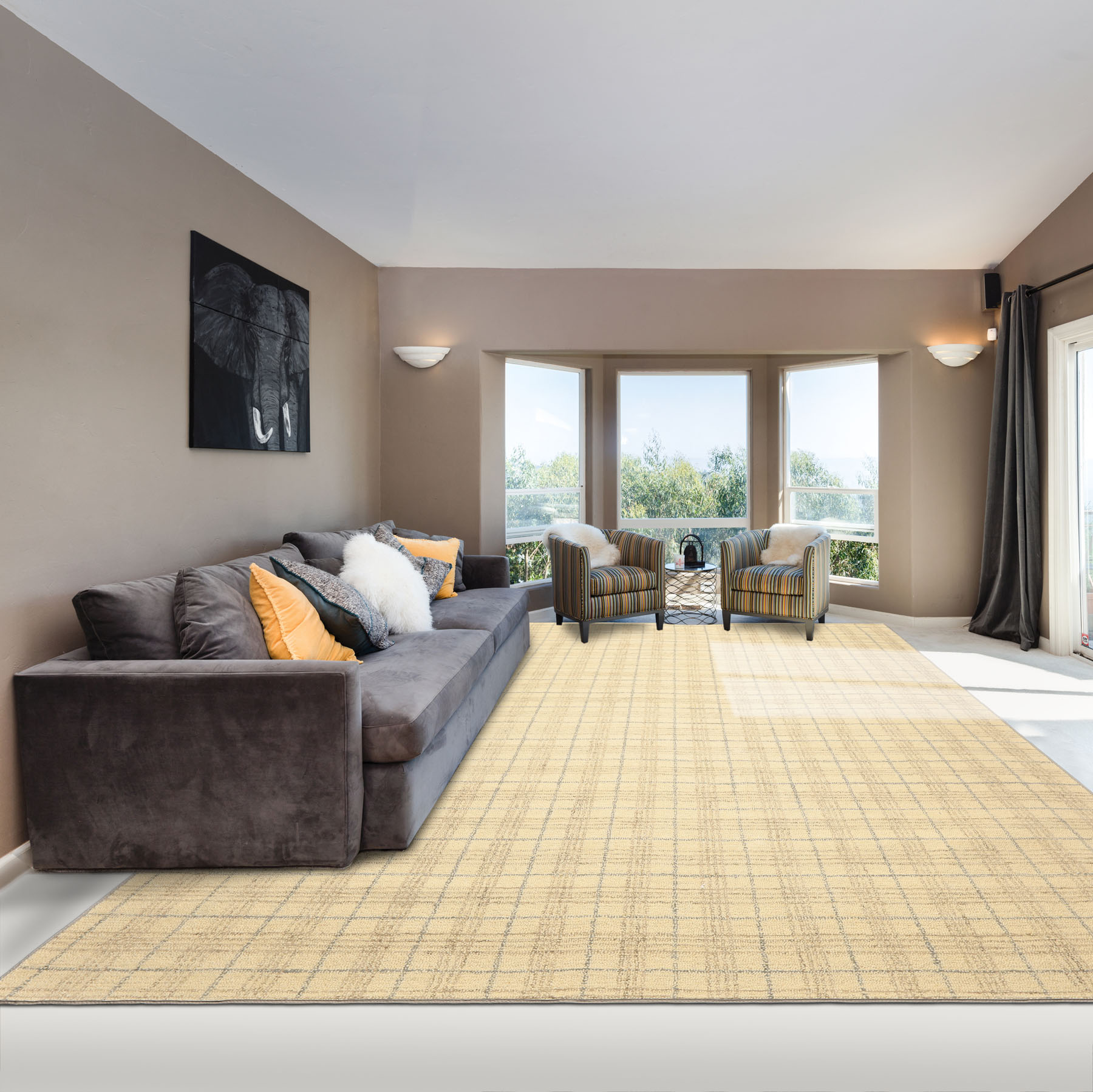 Multi Sizes Hand Loomed Wool Ivory, Beige Textured Handmade Rug