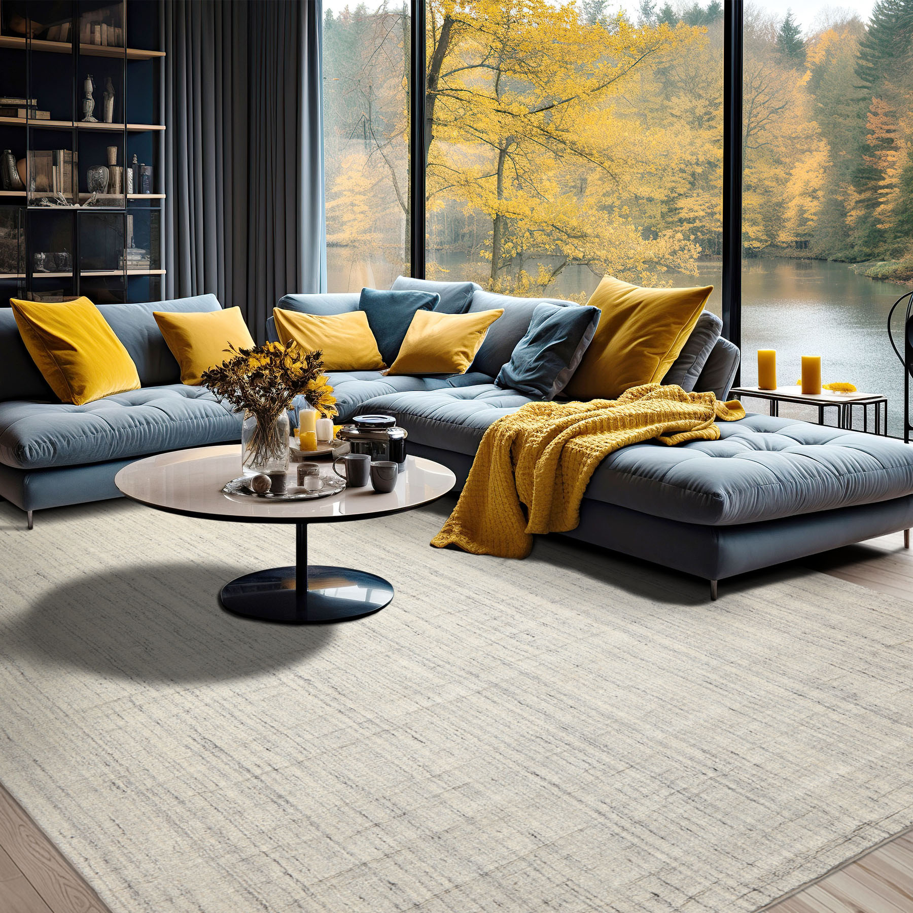 Multi Size Hand Loomed Wool Ivory, Gray Rug
