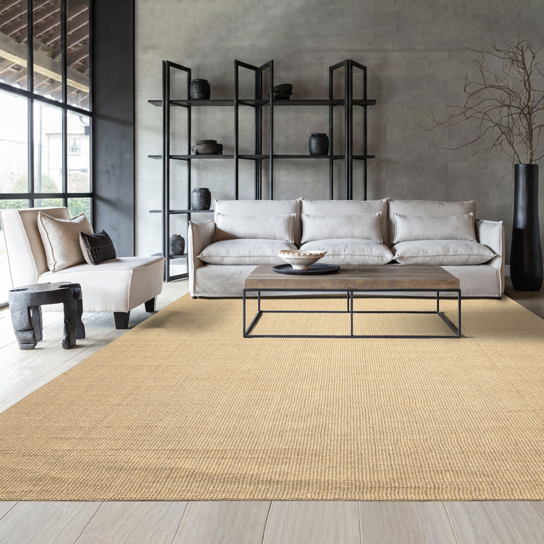 Multi Sizes Hand Loomed Wool Beige, Tan Berber Rug