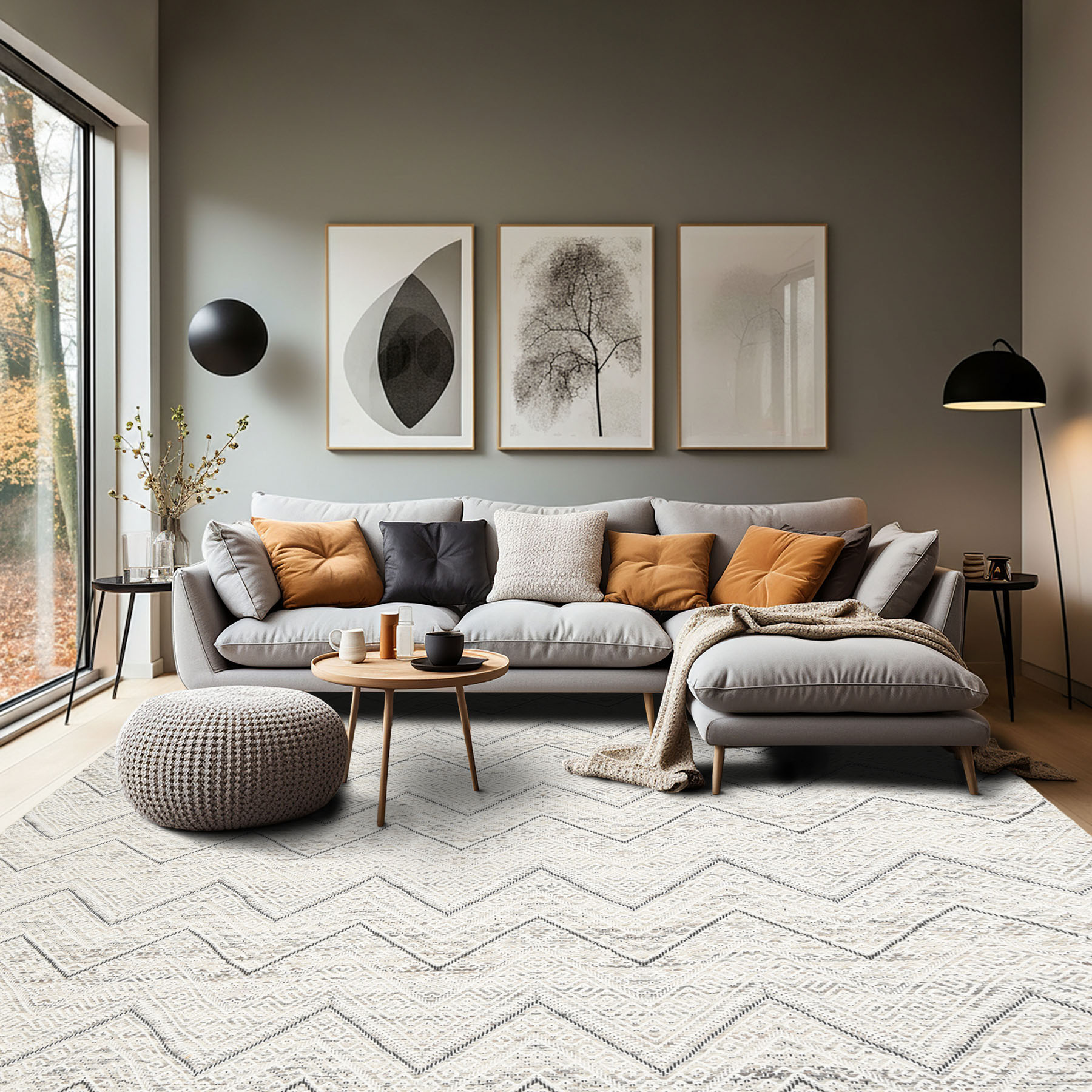 Multi Size Hand Woven Wool Ivory Black Modern & Contemporary Flatweave Area Rug