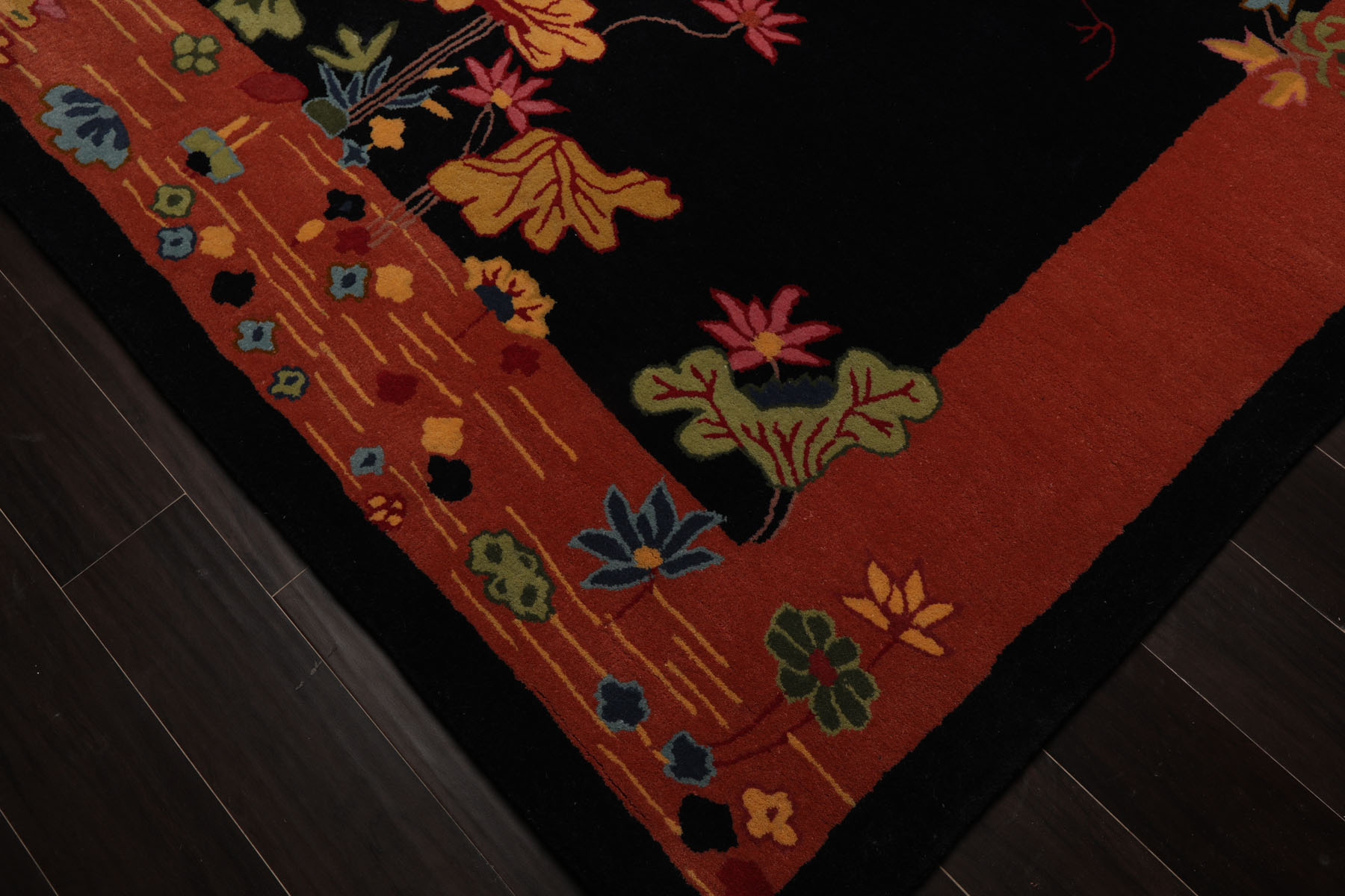LoomBloom Multi Sizes Black Hand Tufted Chinese Art Deco New Zealand Wool Rug - Picture 28 of 30