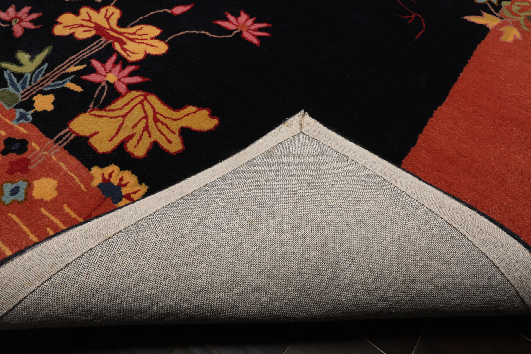 LoomBloom Multi Sizes Black Hand Tufted Chinese Art Deco New Zealand Wool Rug - Picture 24 of 30