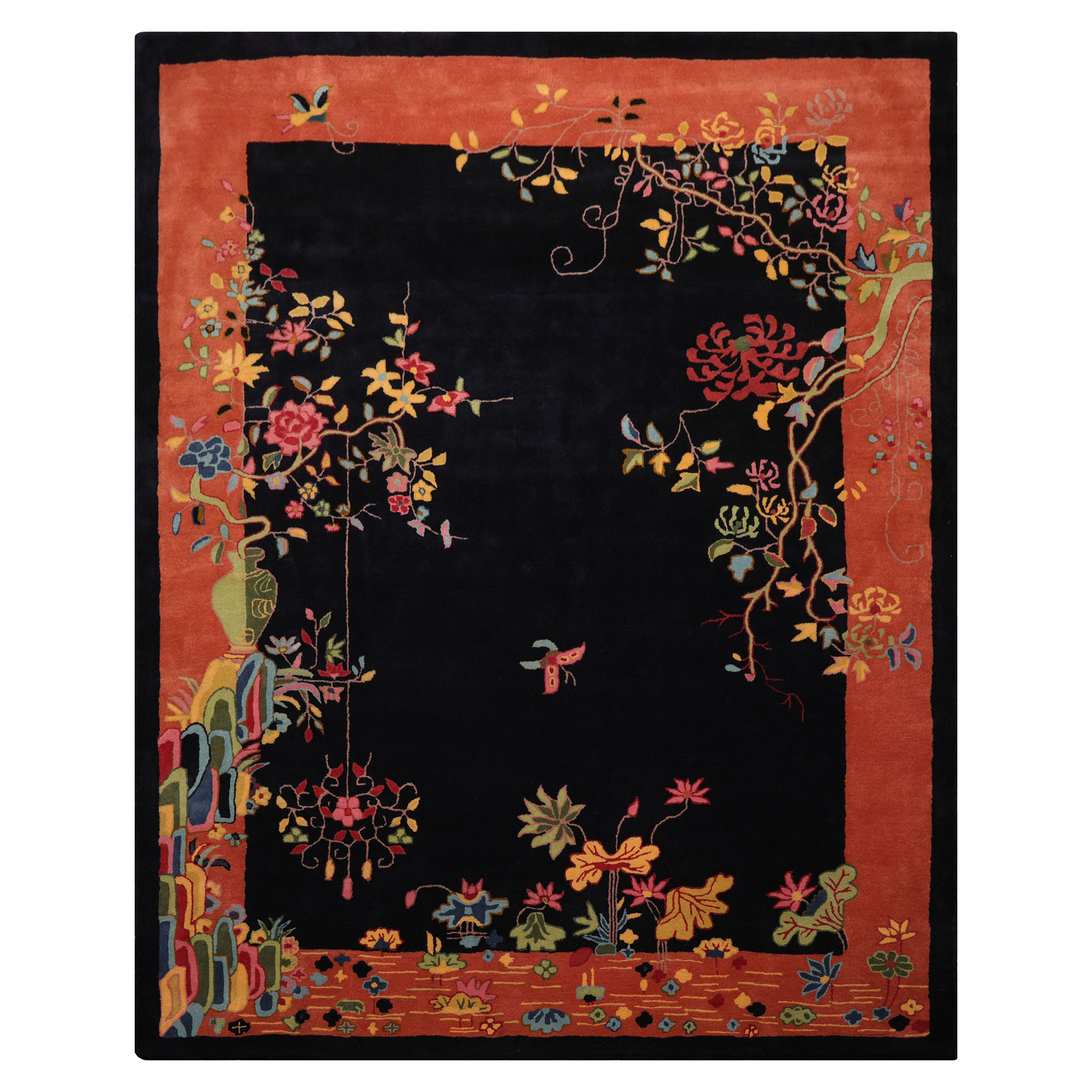 LoomBloom Multi Sizes Black Hand Tufted Chinese Art Deco New Zealand Wool Rug - Picture 22 of 30