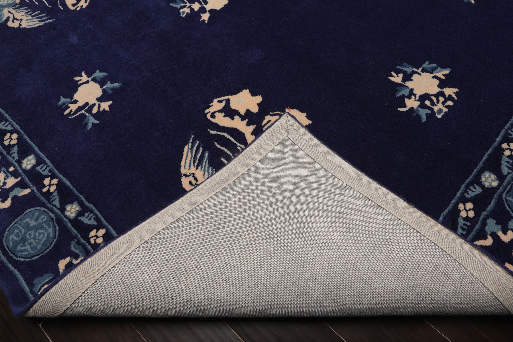 LoomBloom Multi Size Navy Hand Tufted Chinese Art Deco New Zealand Wool Area Rug - Picture 16 of 30