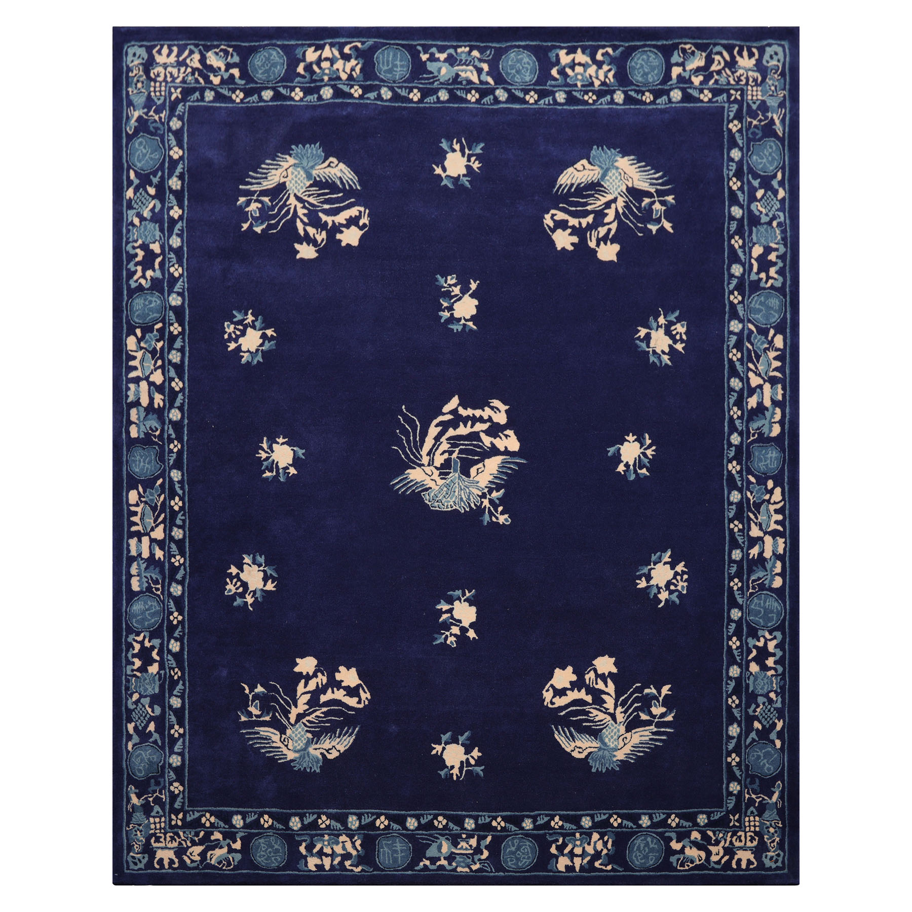 LoomBloom Multi Size Navy Hand Tufted Chinese Art Deco New Zealand Wool Area Rug - Picture 12 of 30