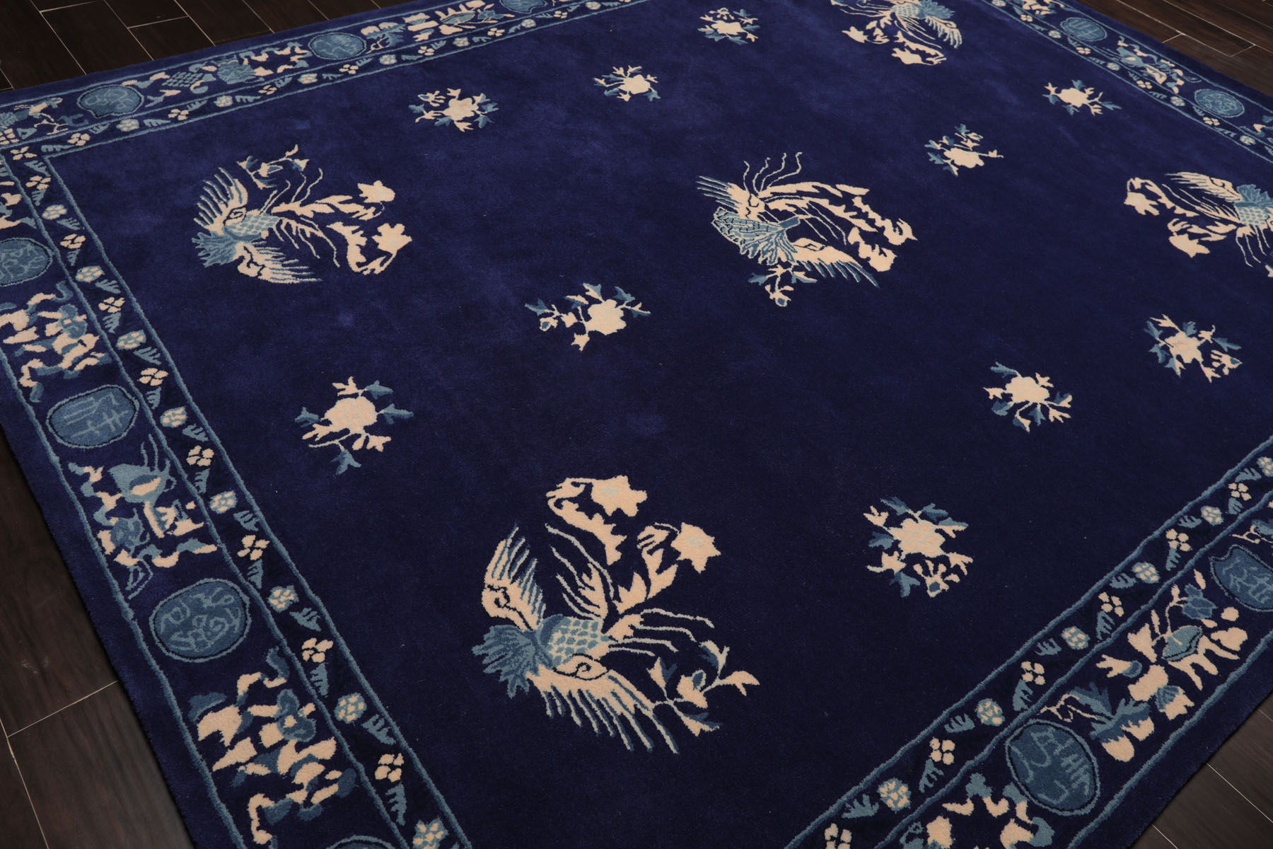 LoomBloom Multi Size Navy Hand Tufted Chinese Art Deco New Zealand Wool Area Rug - Picture 29 of 30