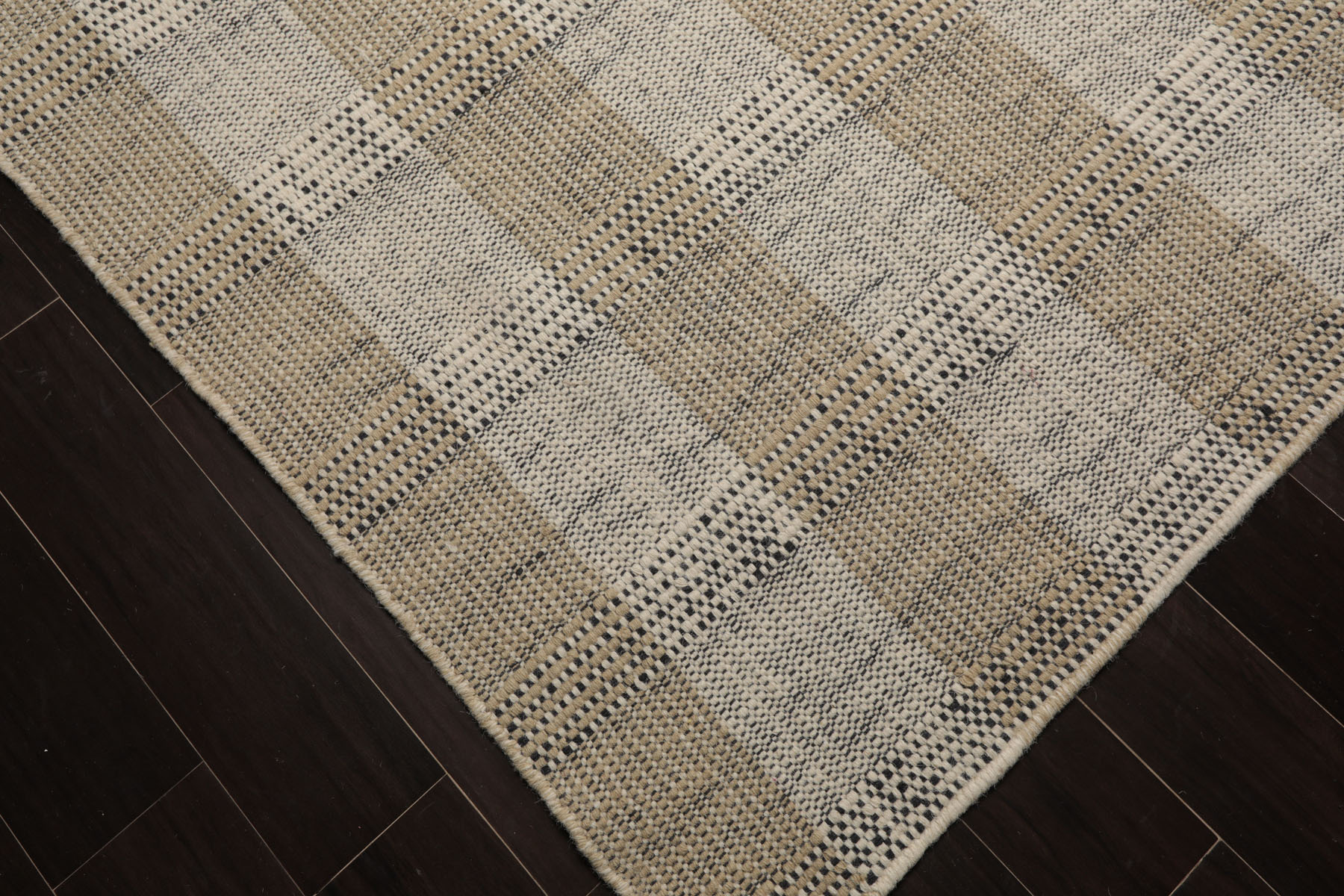 LoomBloom Multi Sizes Multi Color Hand Woven Flatweave Plaid 100% Wool Area Rug