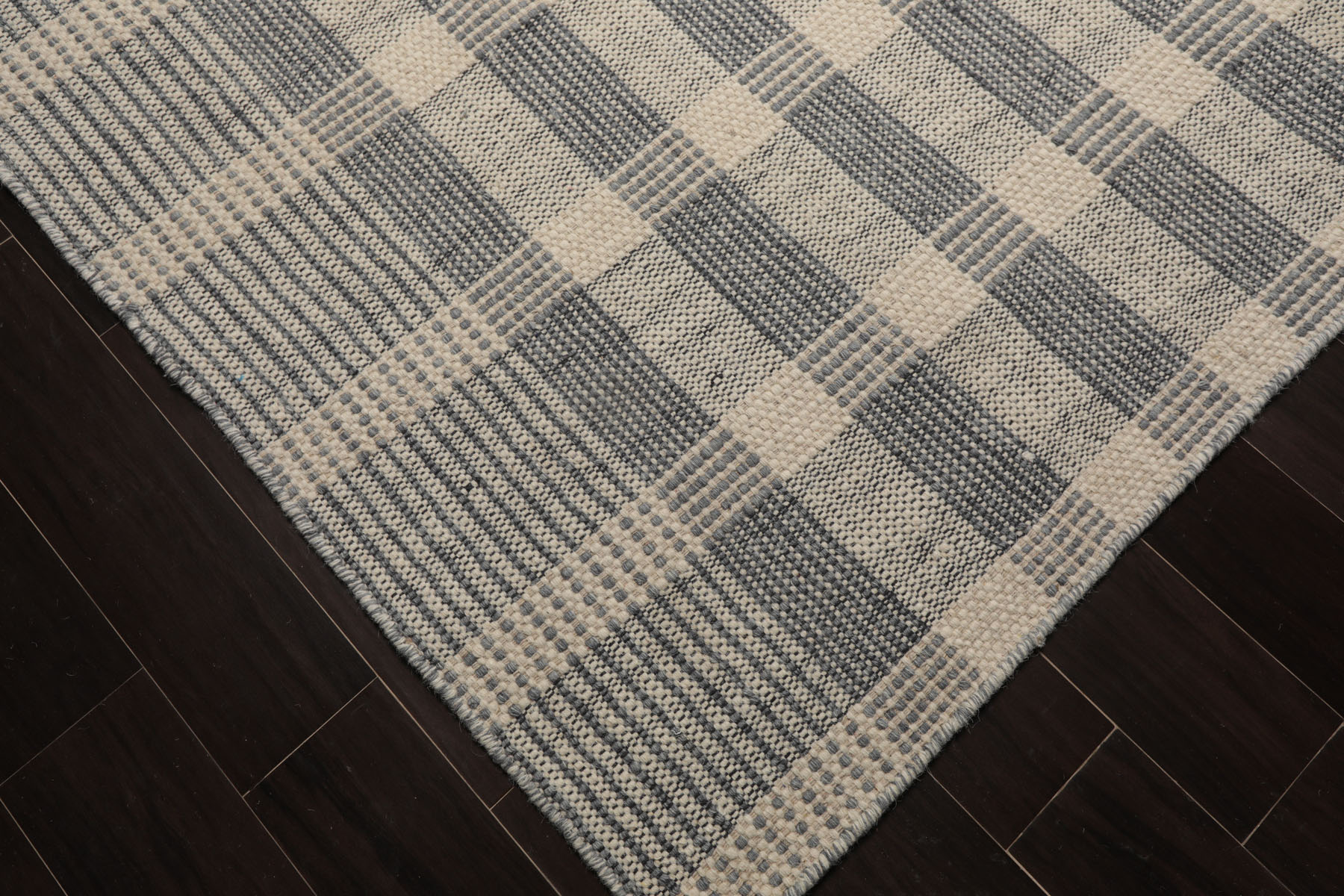 LoomBloom Multi Sizes Multi Color Hand Woven Flatweave Plaid 100% Wool Area Rug