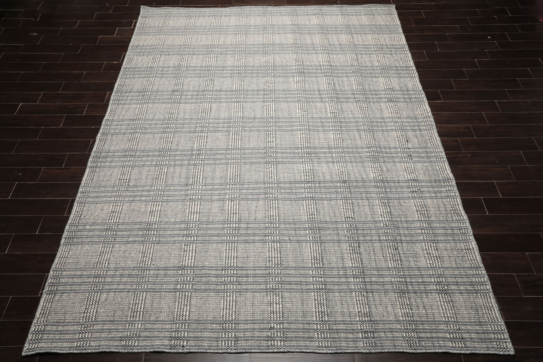 LoomBloom Plaid Multi Sizes Ivory Hand Woven Modern Flatweave Wool Area Rug - Picture 18 of 27