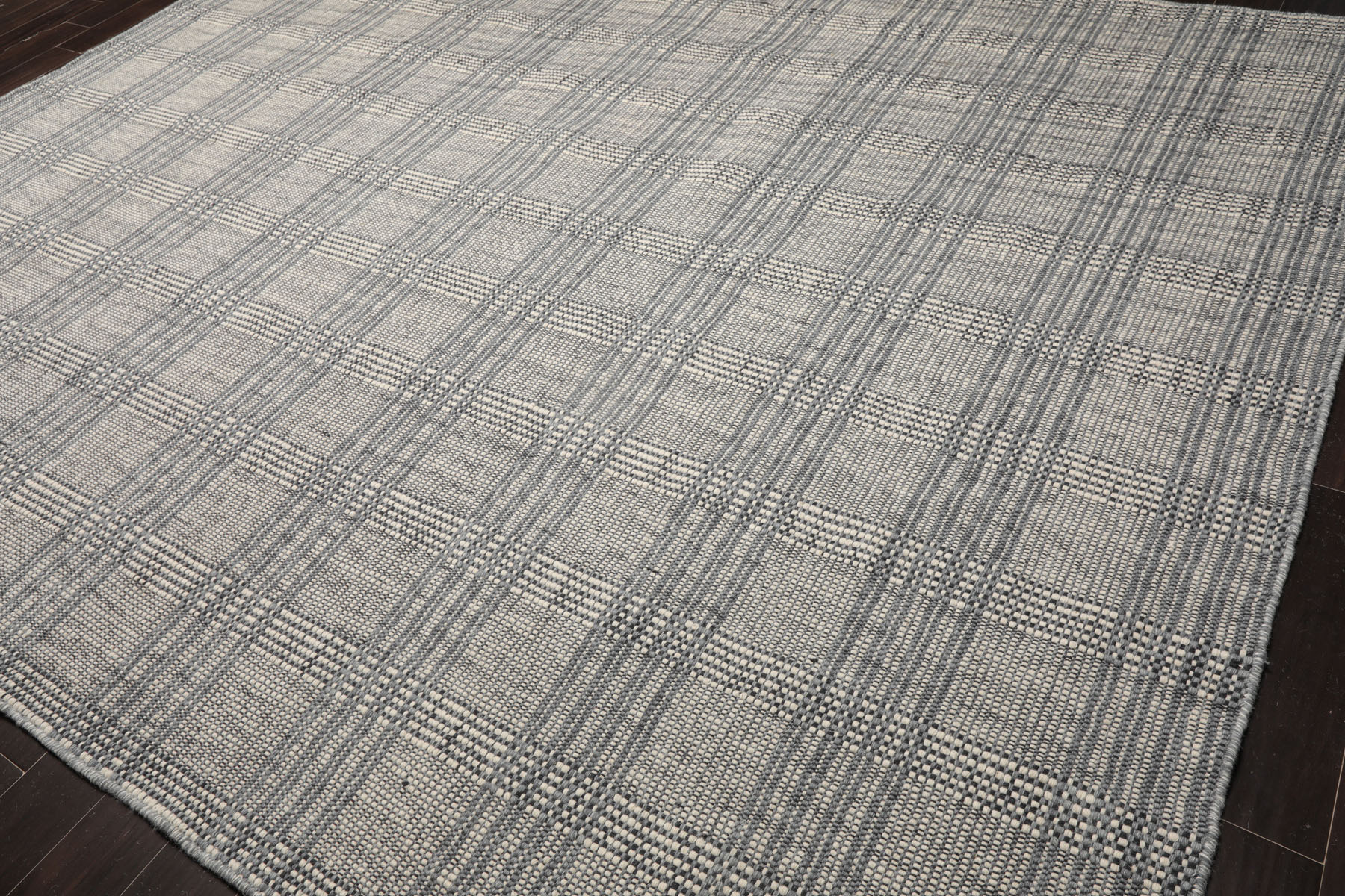 LoomBloom Plaid Multi Sizes Ivory Hand Woven Modern Flatweave Wool Area Rug - Picture 17 of 27