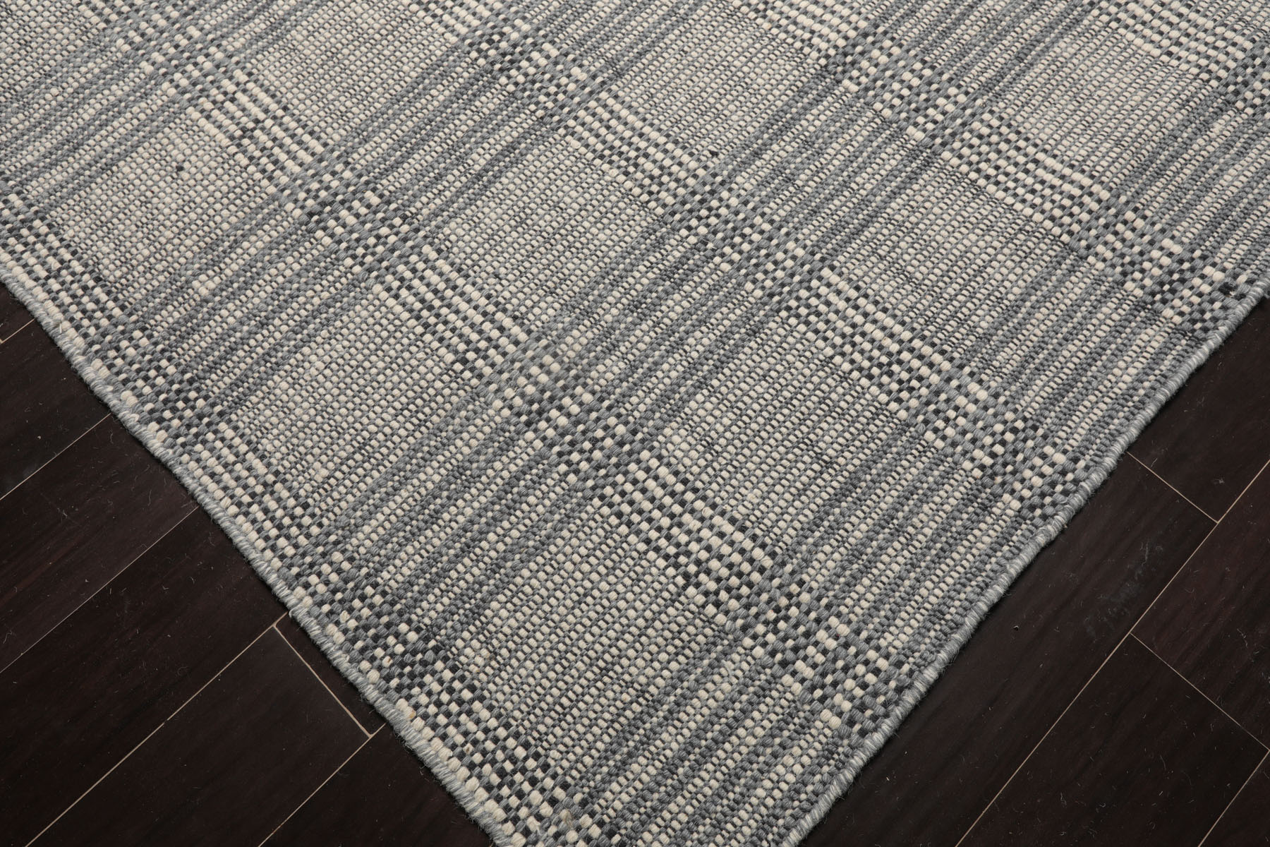 LoomBloom Plaid Multi Sizes Ivory Hand Woven Modern Flatweave Wool Area Rug - Picture 16 of 27
