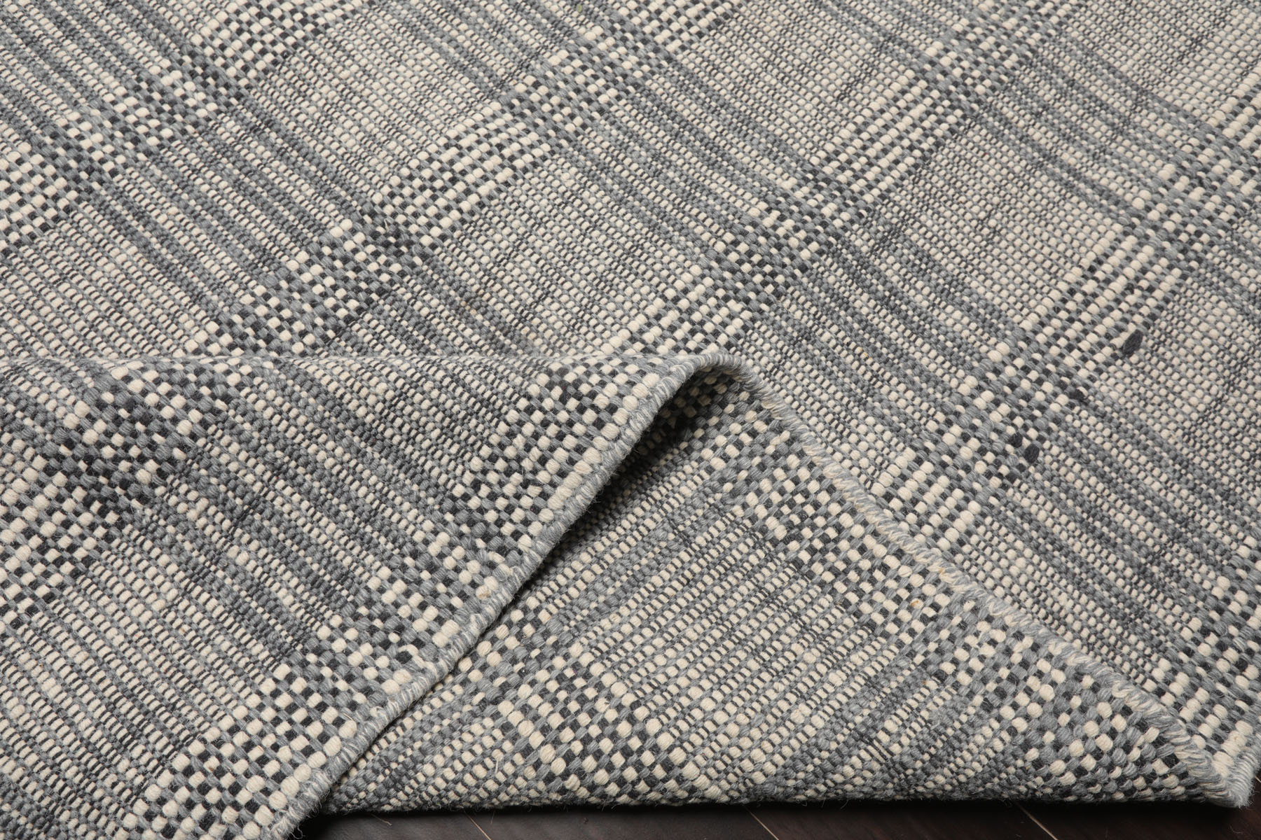 LoomBloom Plaid Multi Sizes Ivory Hand Woven Modern Flatweave Wool Area Rug - Picture 15 of 27