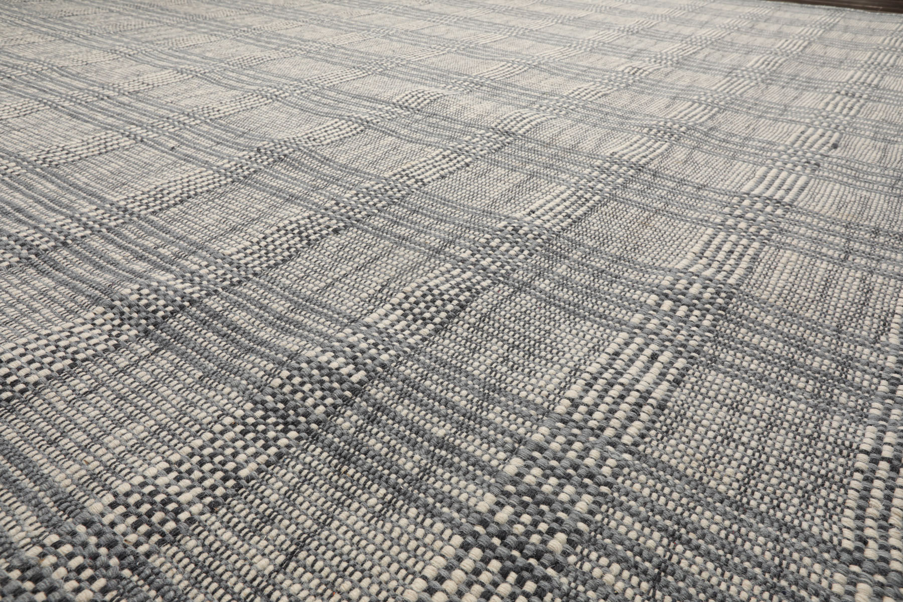 LoomBloom Plaid Multi Sizes Ivory Hand Woven Modern Flatweave Wool Area Rug - Picture 13 of 27