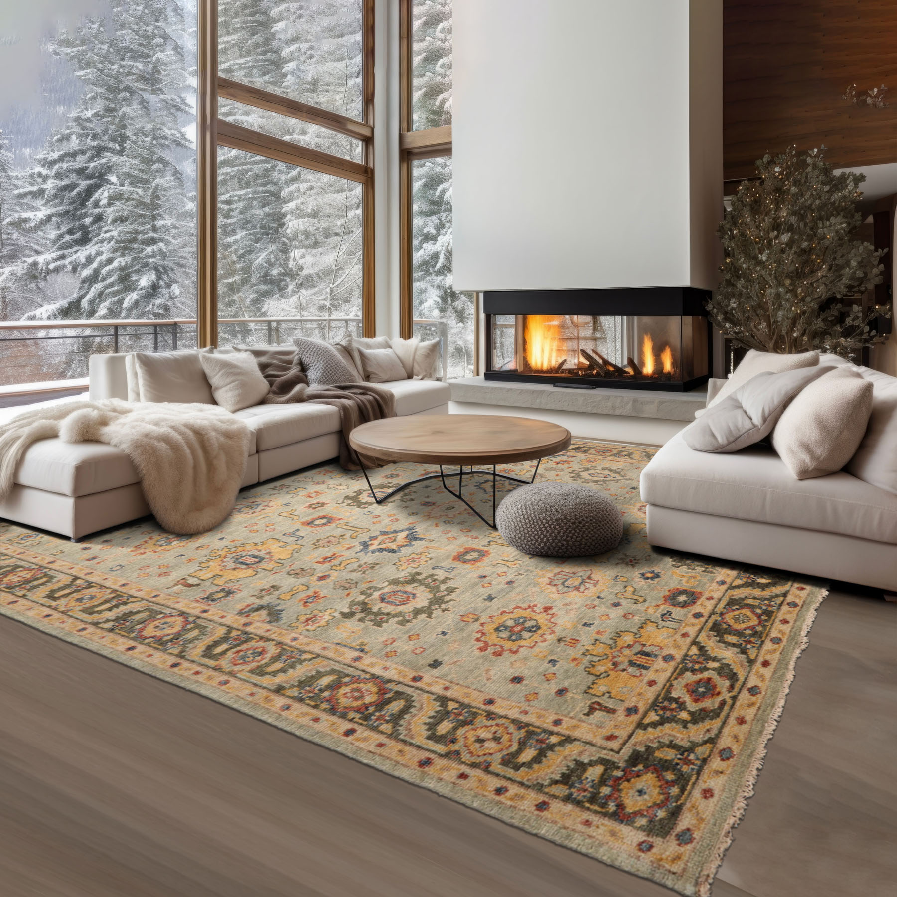 LoomBloom Multi Size Mint Hand Knotted Arts & Crafts Oushak Wool Area Rug