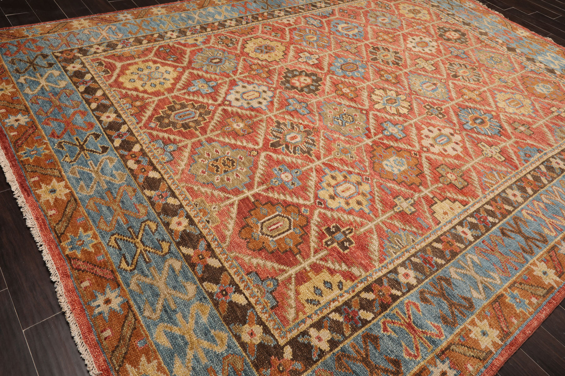 LoomBloom Multi Size Orange Hand Knotted Arts & Crafts Oushak Geometric Wool Rug - Picture 29 of 40