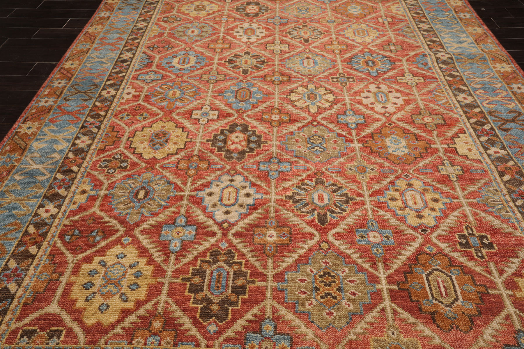LoomBloom Multi Size Orange Hand Knotted Arts & Crafts Oushak Geometric Wool Rug - Picture 28 of 40
