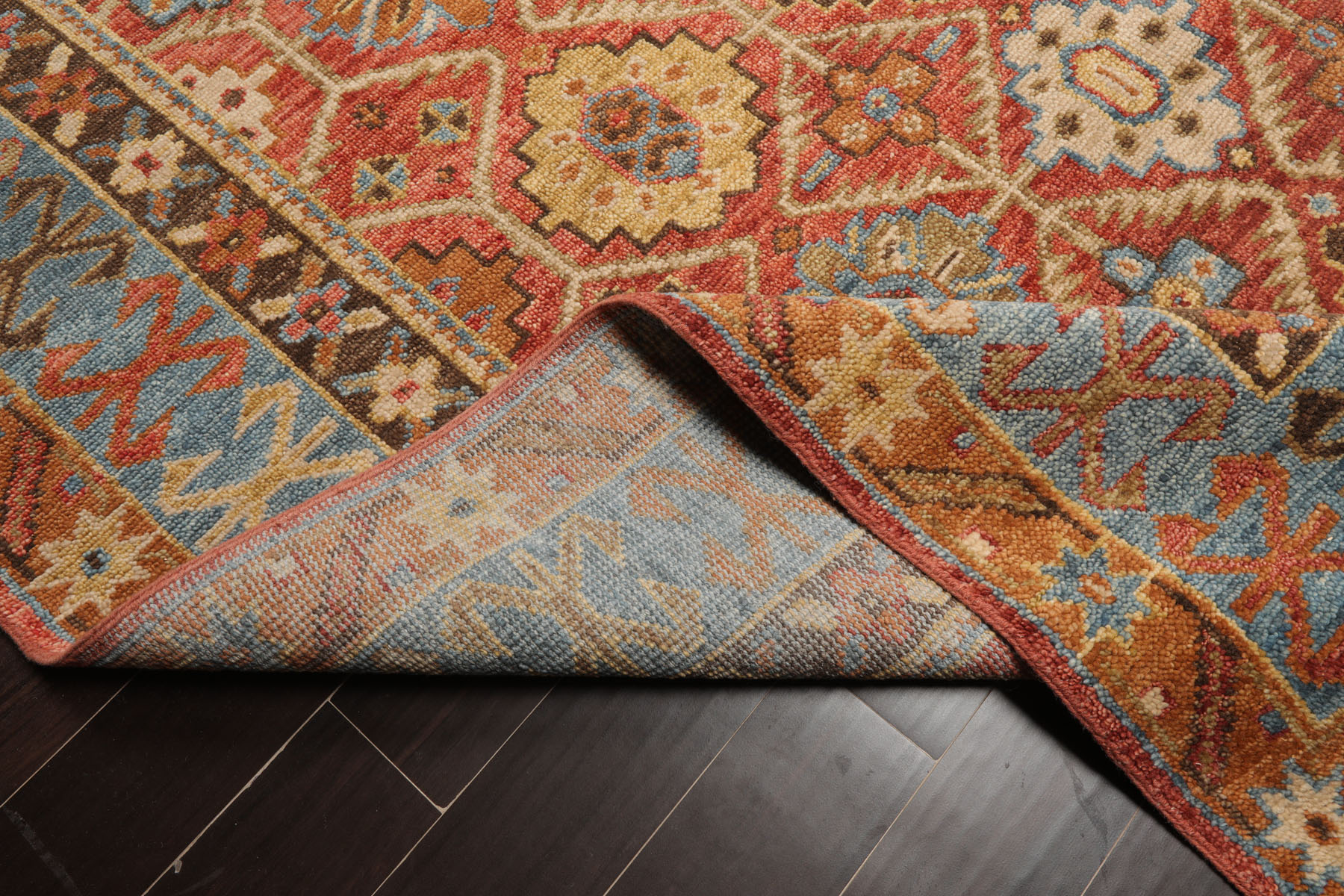 LoomBloom Multi Size Orange Hand Knotted Arts & Crafts Oushak Geometric Wool Rug - Picture 26 of 40