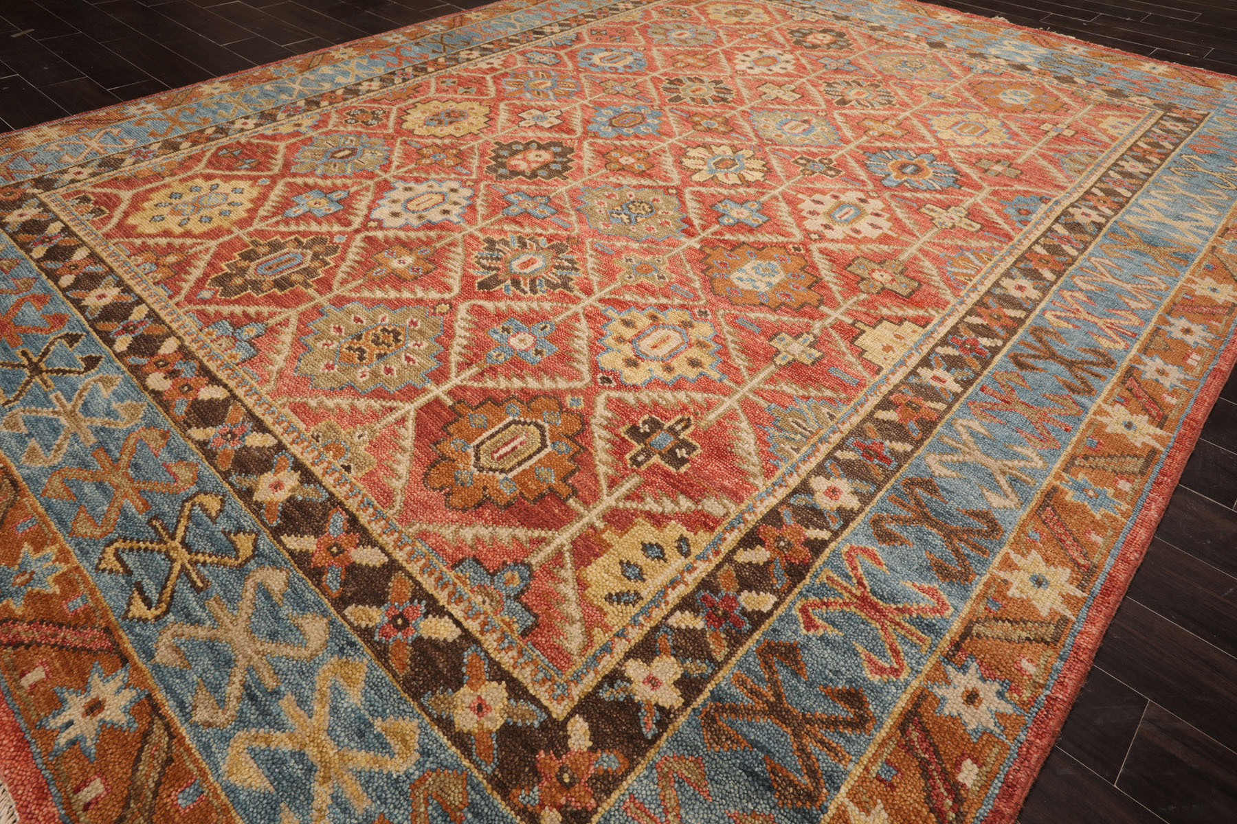 LoomBloom Multi Size Orange Hand Knotted Arts & Crafts Oushak Geometric Wool Rug - Picture 24 of 40