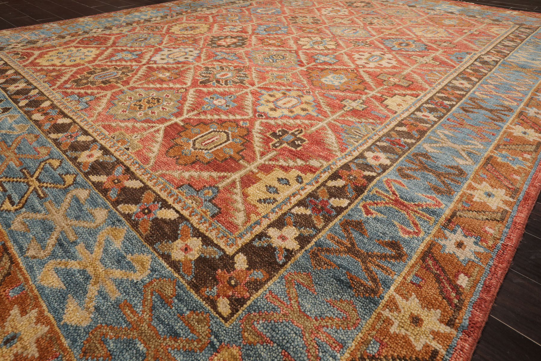 LoomBloom Multi Size Orange Hand Knotted Arts & Crafts Oushak Geometric Wool Rug - Picture 23 of 40