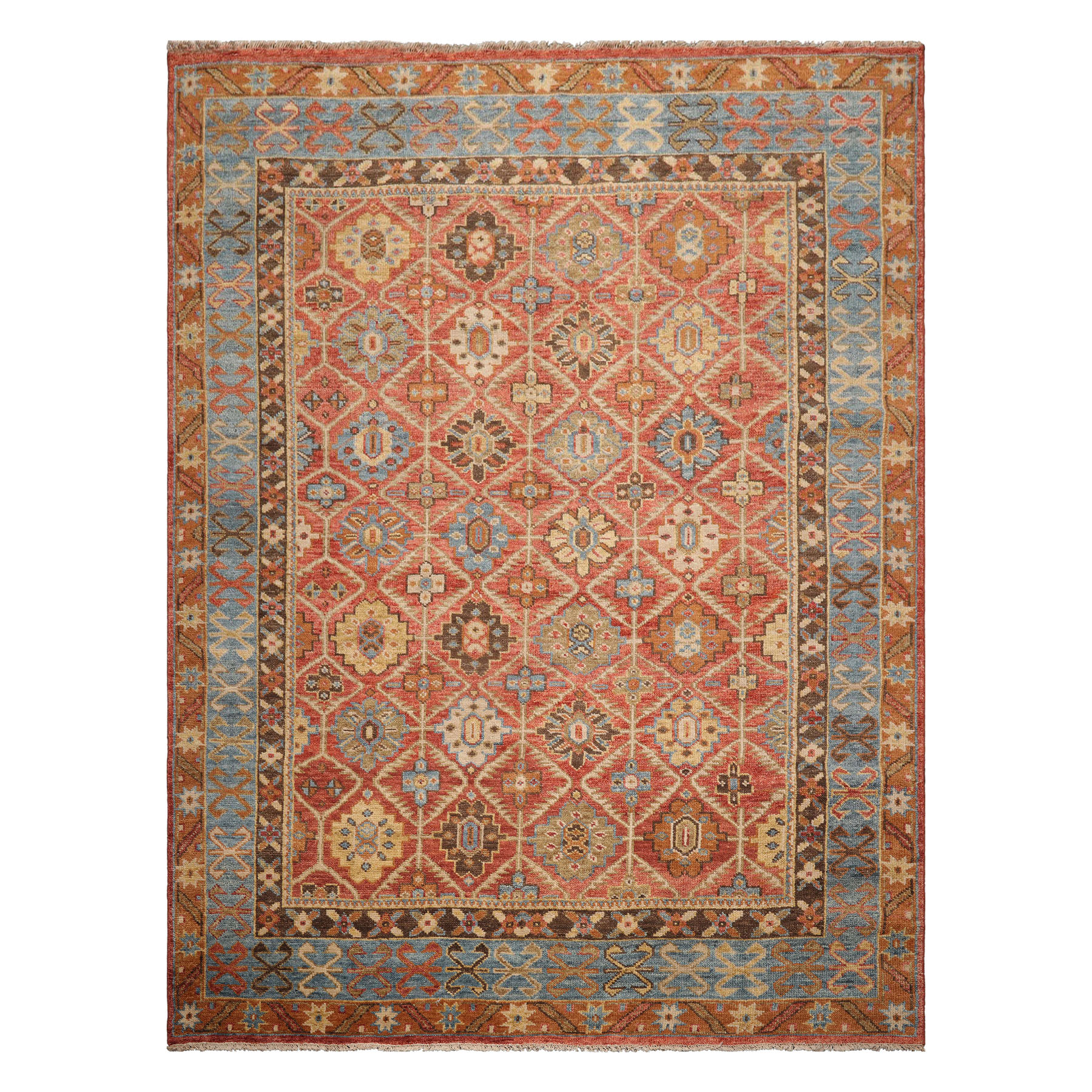 LoomBloom Multi Size Orange Hand Knotted Arts & Crafts Oushak Geometric Wool Rug - Picture 22 of 40