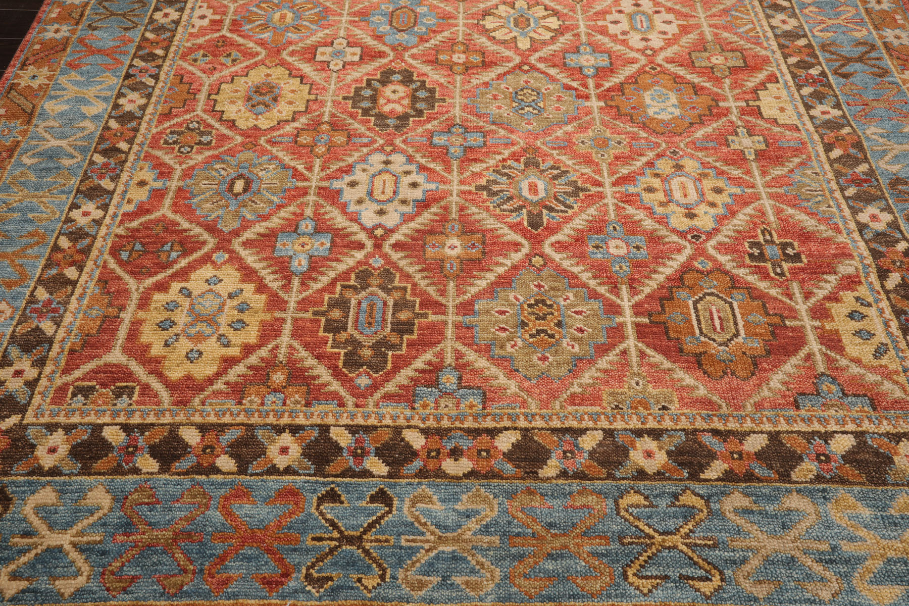 LoomBloom Multi Size Orange Hand Knotted Arts & Crafts Oushak Geometric Wool Rug - Picture 37 of 40
