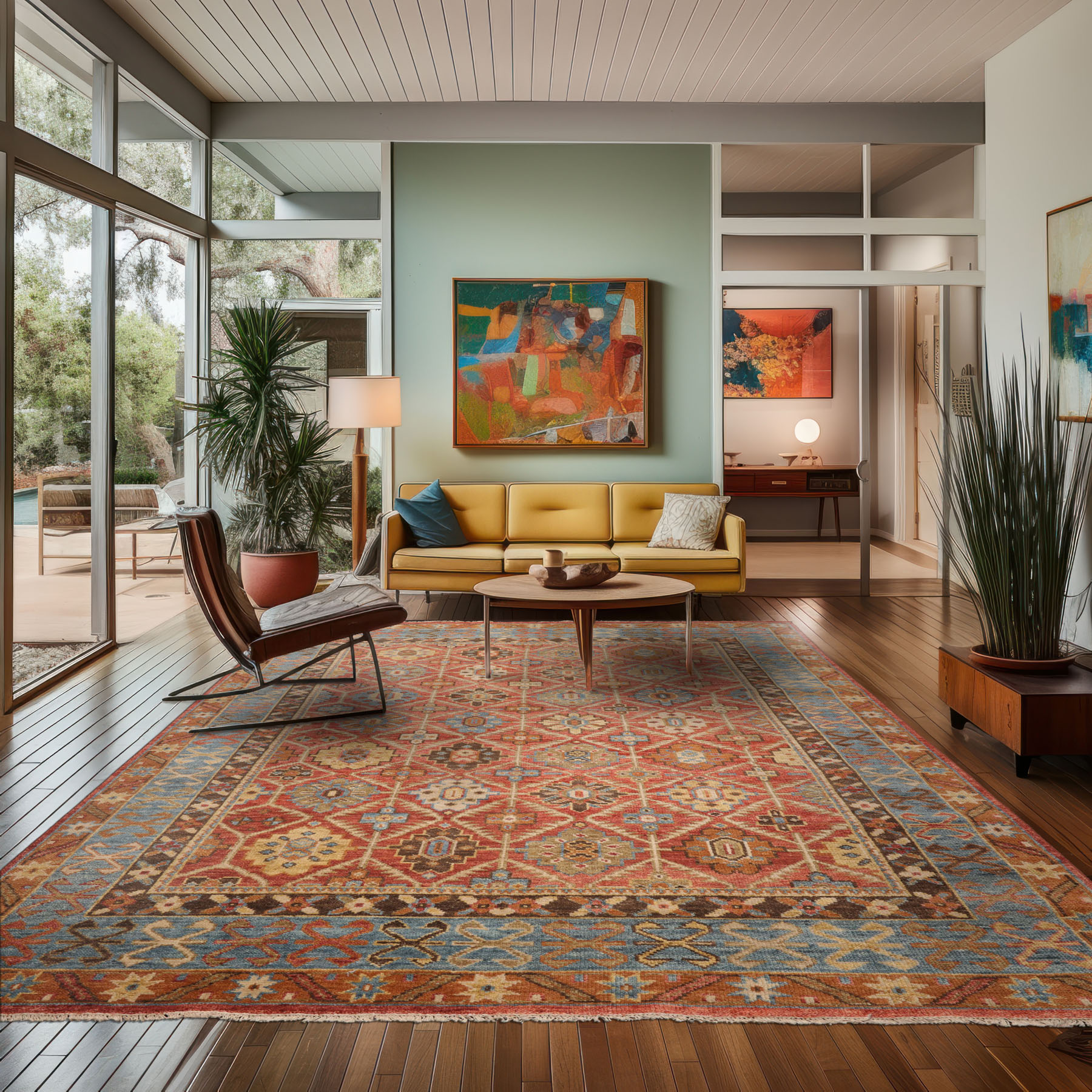 LoomBloom Multi Size Orange Hand Knotted Arts & Crafts Oushak Geometric Wool Rug - Picture 31 of 40