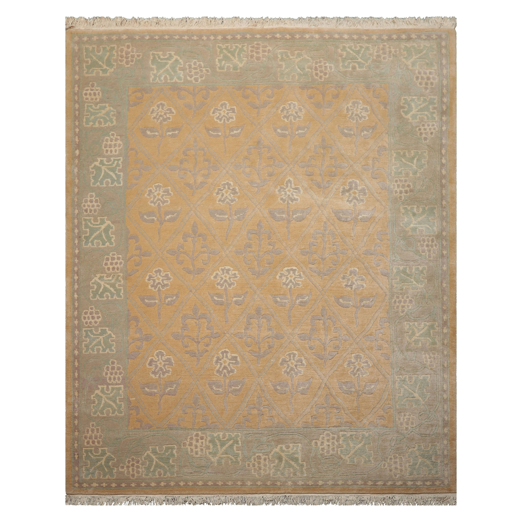 Tufenkian 8×10 Hand Knotted Wool Tan Tibetan Arts & Crafts Plush Pile Rug