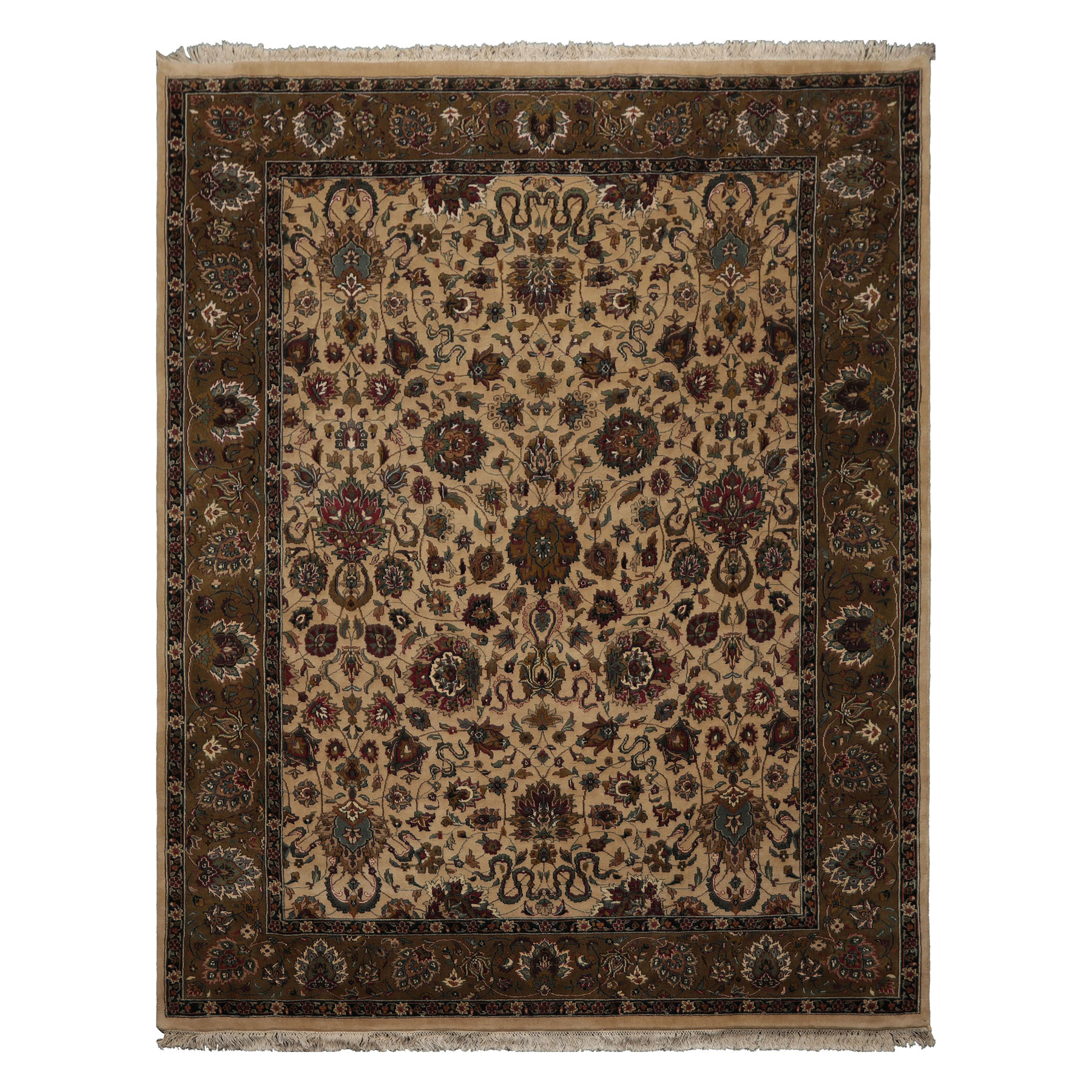 7’9”x10’2” Hand Knotted Wool Ivory Kashaan 200 KPSI Plush Pile Velvety Rug